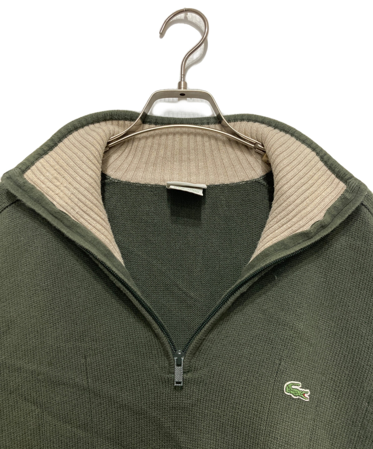 中古・古着通販】LACOSTE (ラコステ) ハーフジップニット カーキ 