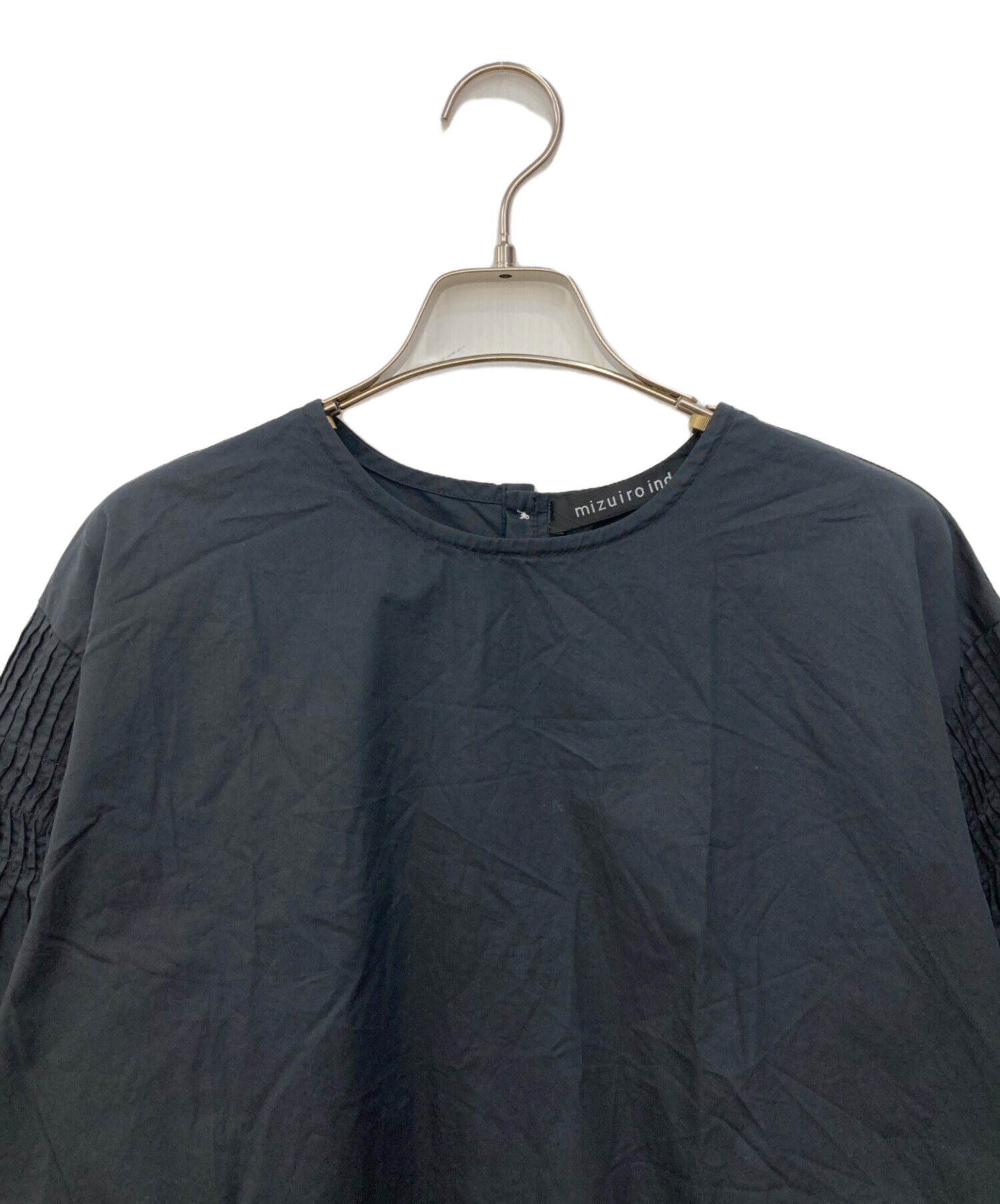 中古・古着通販】mizuiro-ind (ミズイロインド) 半袖ブラウス ブラック 