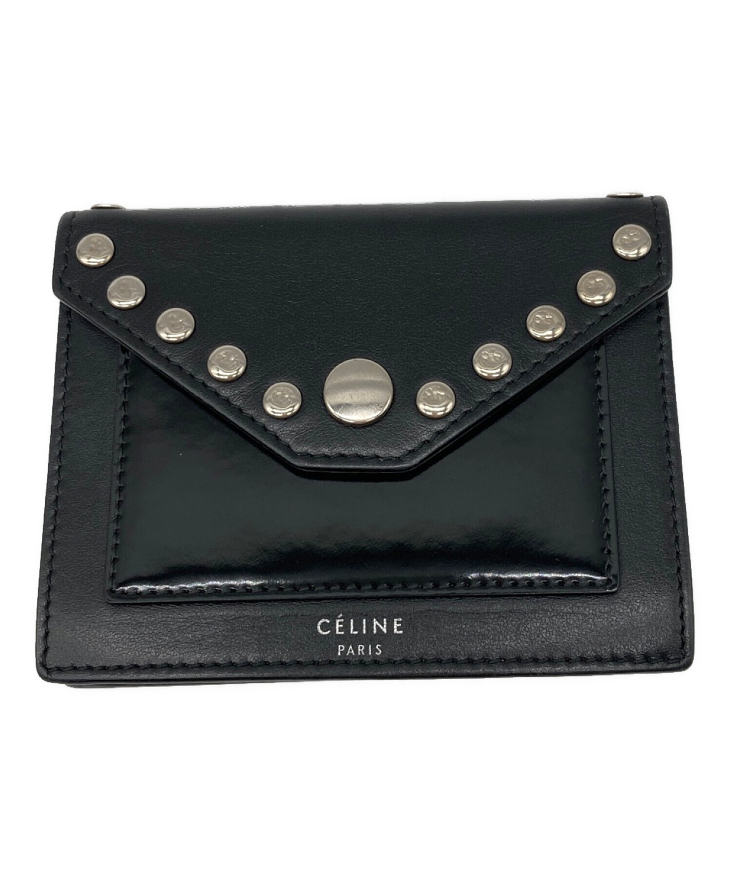 中古・古着通販】CELINE (セリーヌ) スタッズカードケース ブラック 