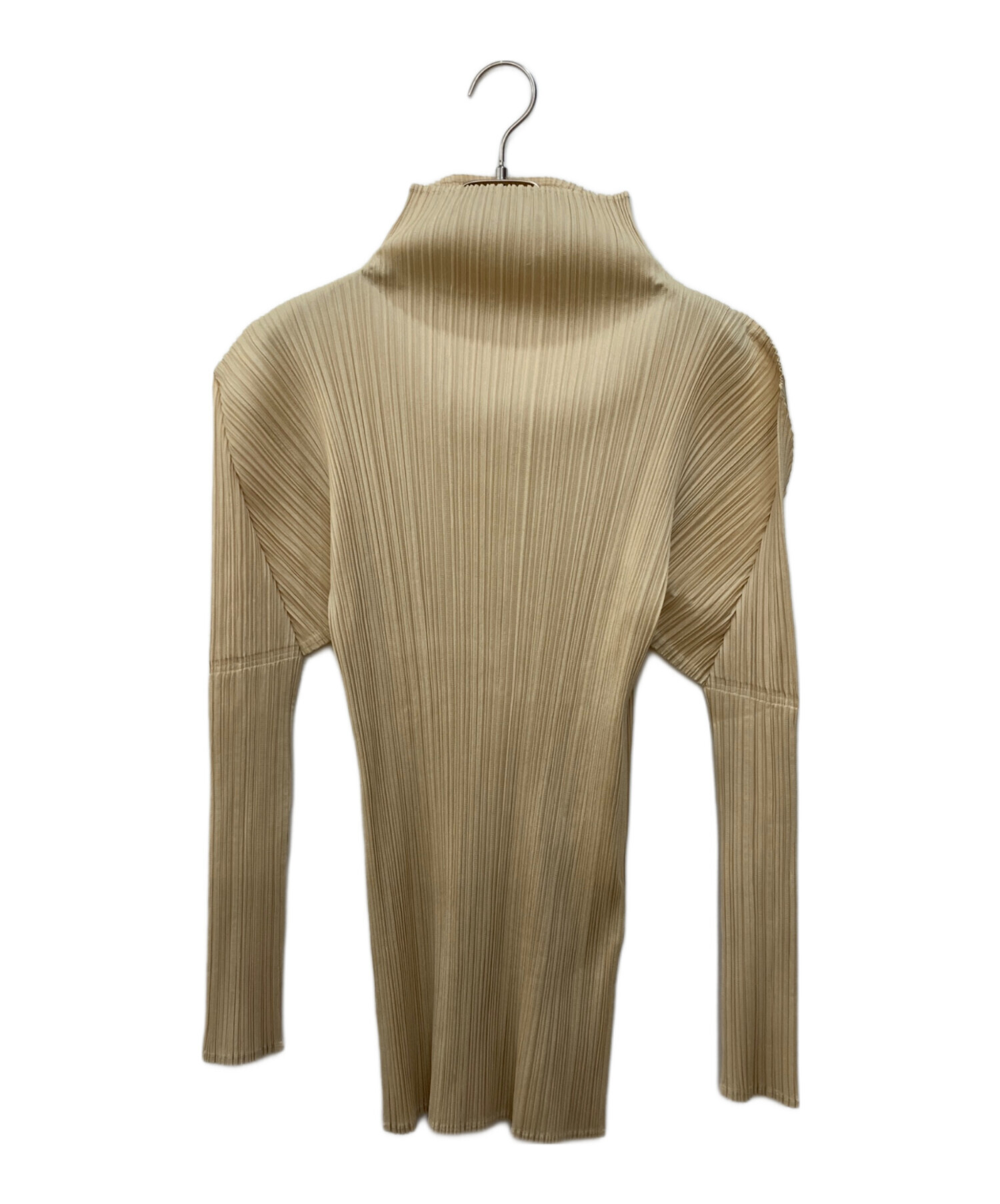 プリーツプリーズ PLEATS PLEASE プリーツ カットソー 衣料品 トップス ポリエステル レディース ベージュ系 【中古】 中古・古着通販】PLEATS PLEASE (プリーツプリーズ) ボトルネック