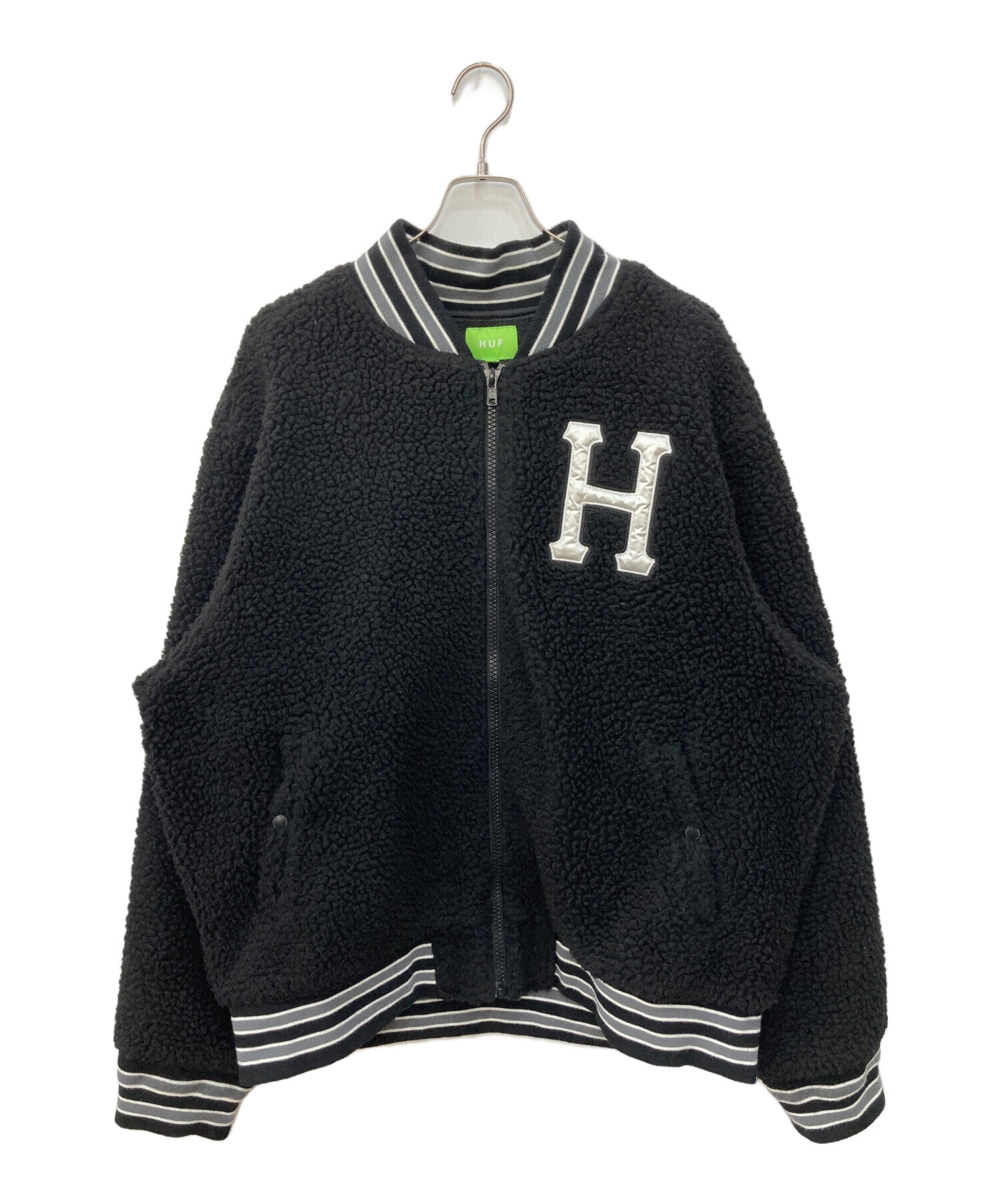 HUF SHERPA VARSITY JACKET ブラック ＬXL 中古・古着通販】HUF (ハフ) SHERPA VARSITY JACKET ブラック サイズ