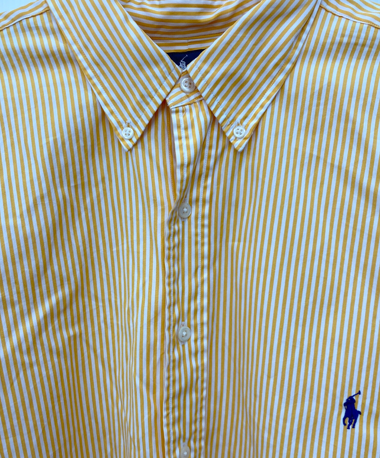 【ラルフローレン】オックスフォードシャツ　ストライプ　ポニーロゴ　黄色　Y2K 中古・古着通販】RALPH LAUREN (ラルフローレン) ストライプシャツ