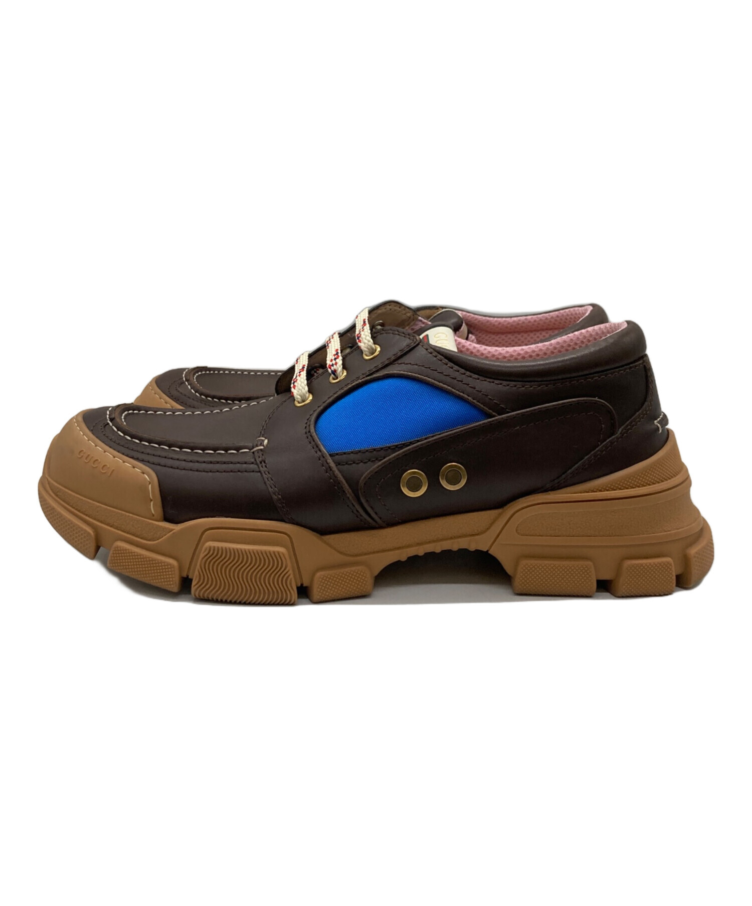 中古・古着通販】GUCCI (グッチ) BOATREK SNEAKER LEATHER ブラウン 