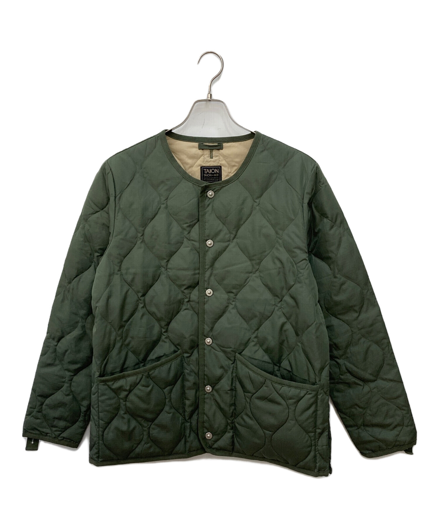 中古・古着通販】TAION (タイオン) U NECK BUTTON JACKETS グリーン 