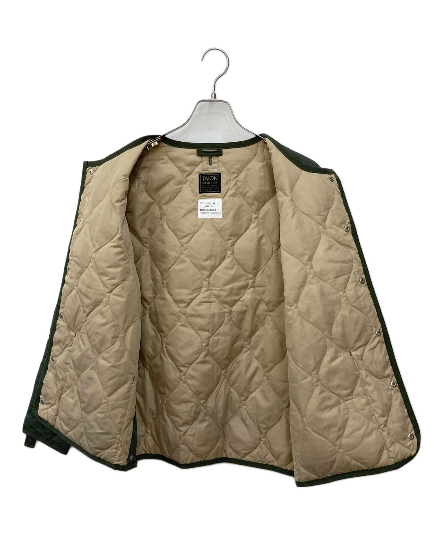 中古・古着通販】TAION (タイオン) U NECK BUTTON JACKETS グリーン 