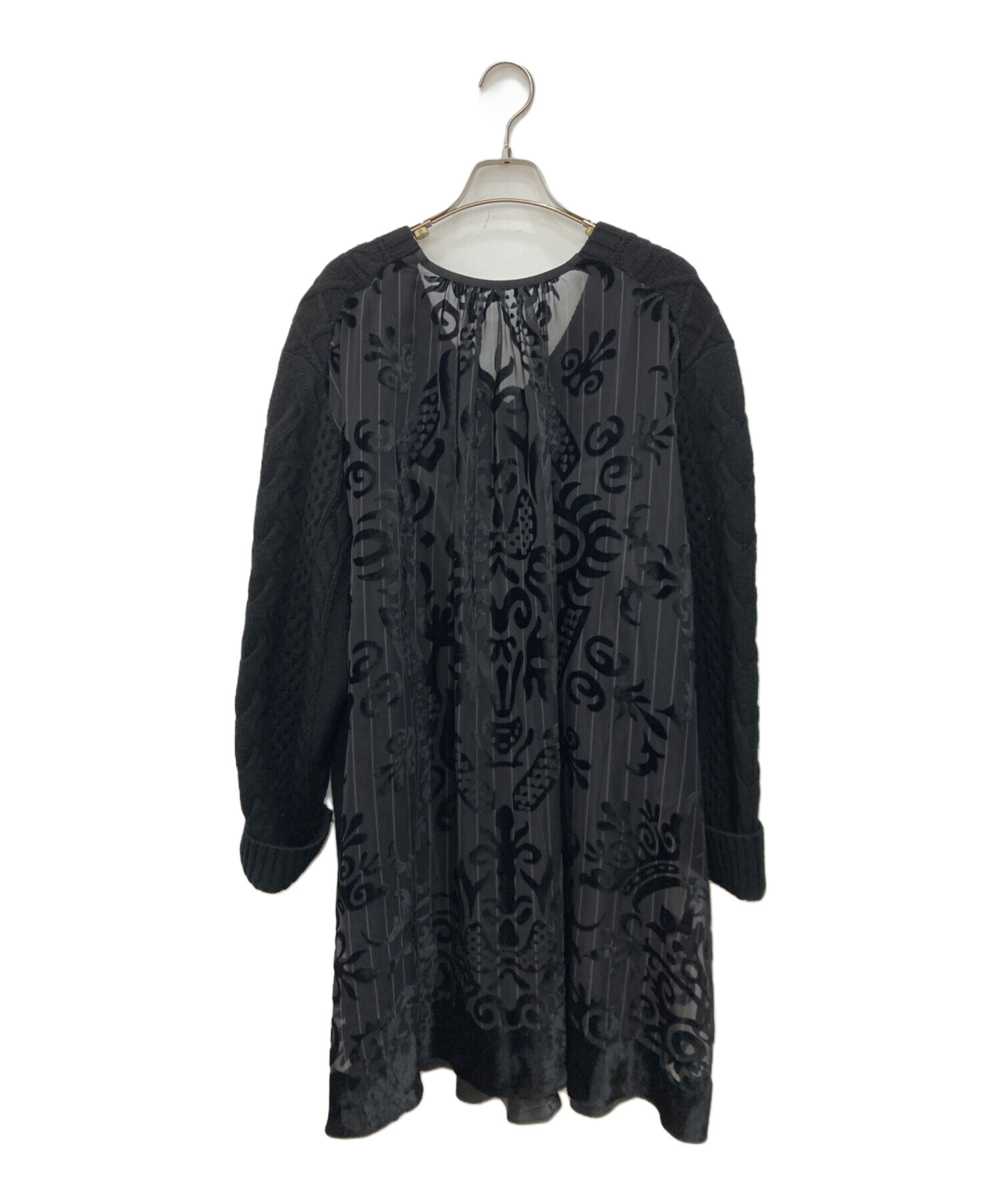 中古・古着通販】sacai (サカイ) バック切替ニットワンピース ブラック