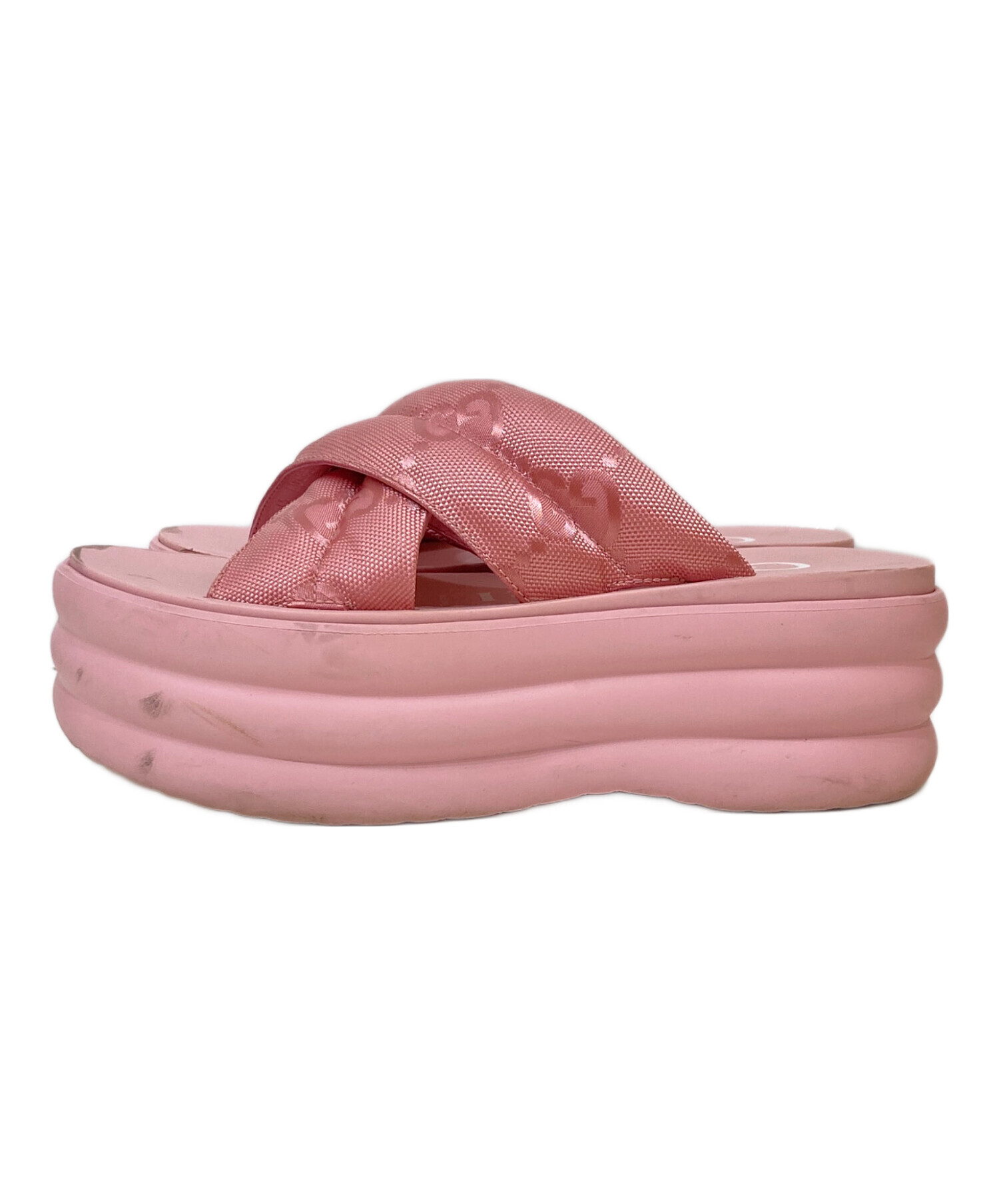 レアGUCCI グッチピンク オールドグッチサンダル 中古・古着通販】GUCCI (グッチ) パテットGGプラットフォームサンダル