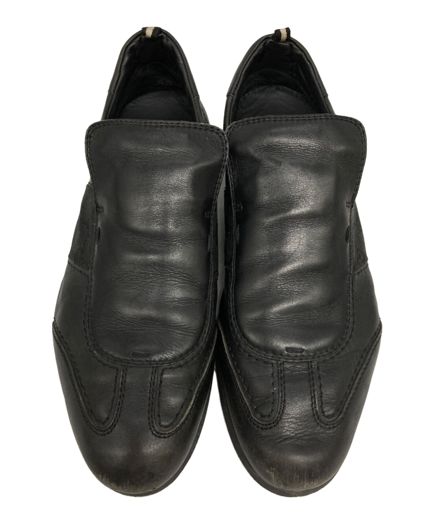 中古・古着通販】GUCCI (グッチ) GG柄 レザー スリッポン ブラック 
