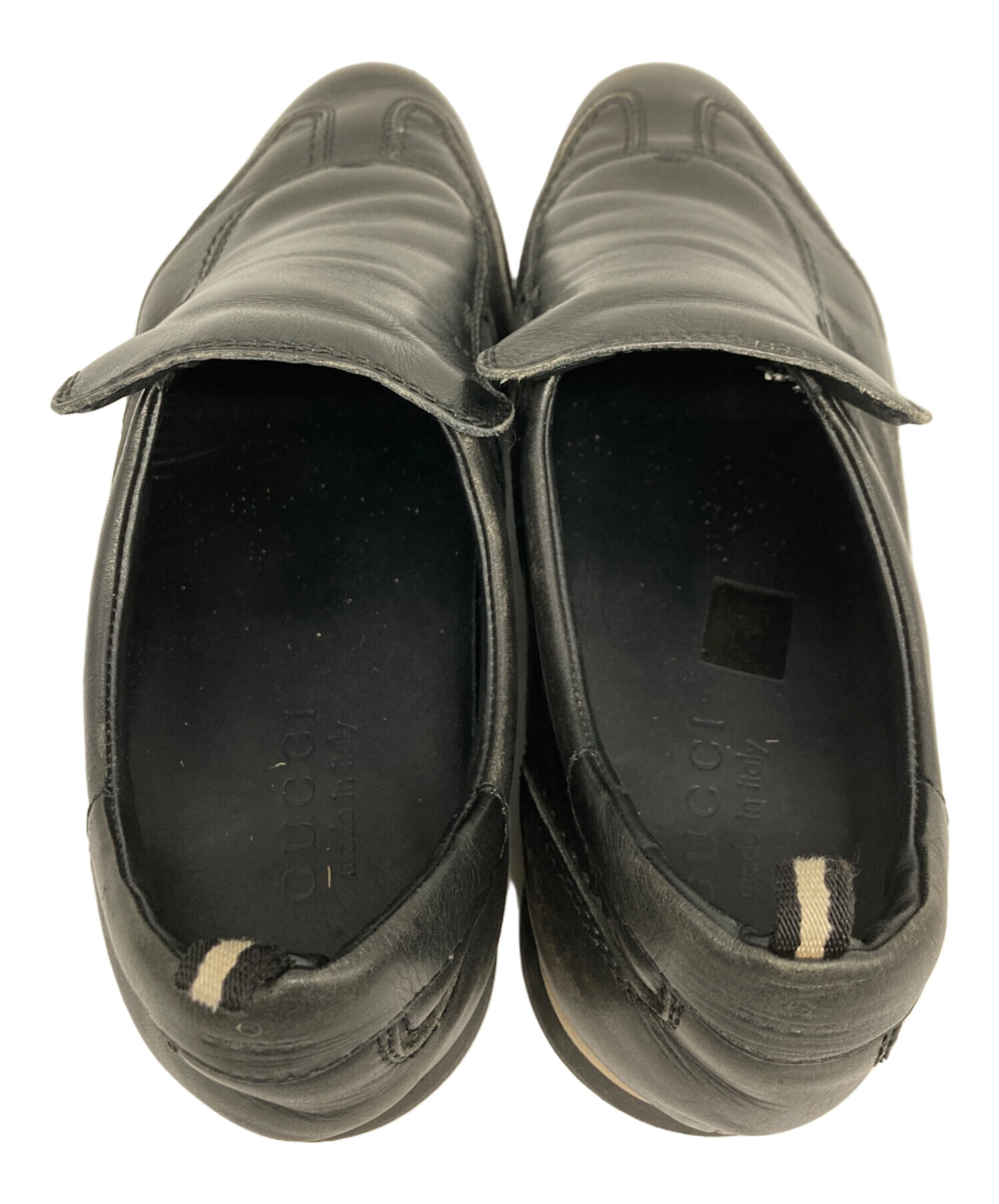 中古・古着通販】GUCCI (グッチ) GG柄 レザー スリッポン ブラック 