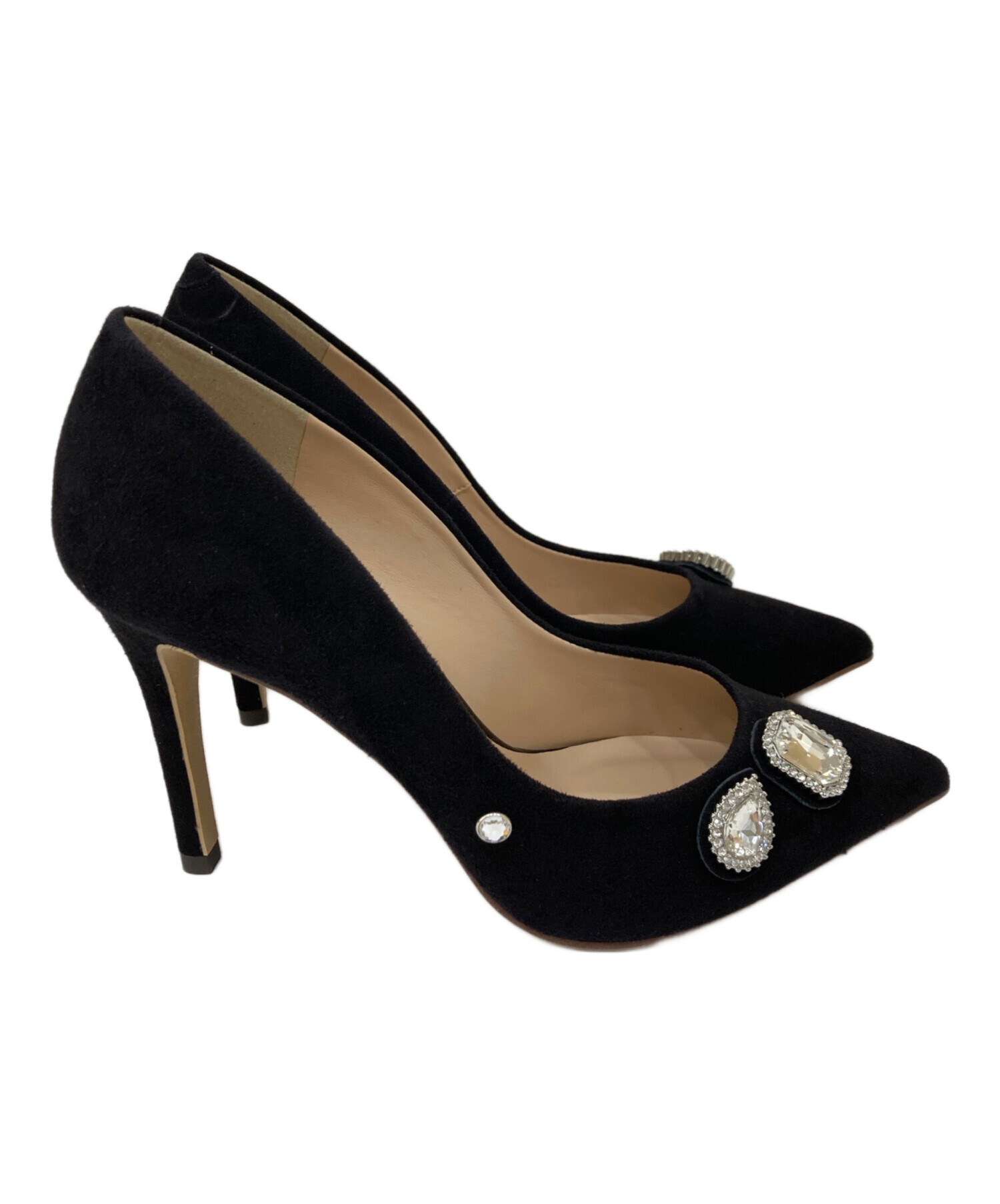DIANA ダイアナ パンプス レザー ブラック レディース 24.5 パ イソン【古着】【中古】 中古・古着通販】DIANA (ダイアナ) ビジューヒールパンプス ブラック