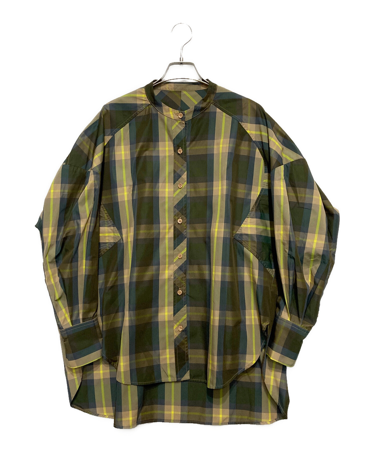 中古・古着通販】machatt (マチャット) バンドカラーチェックシャツ 