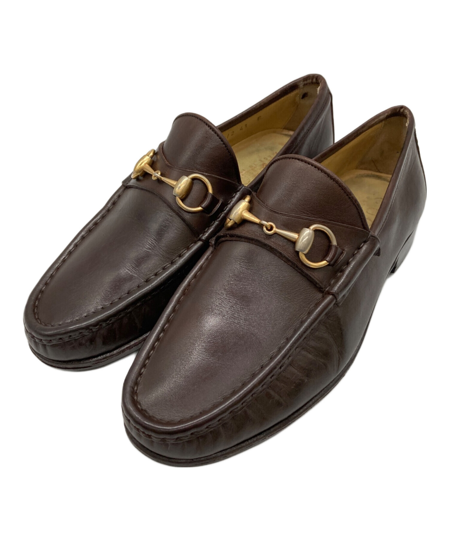 中古・古着通販】GUCCI (グッチ) ホースビットローファー ブラウン 