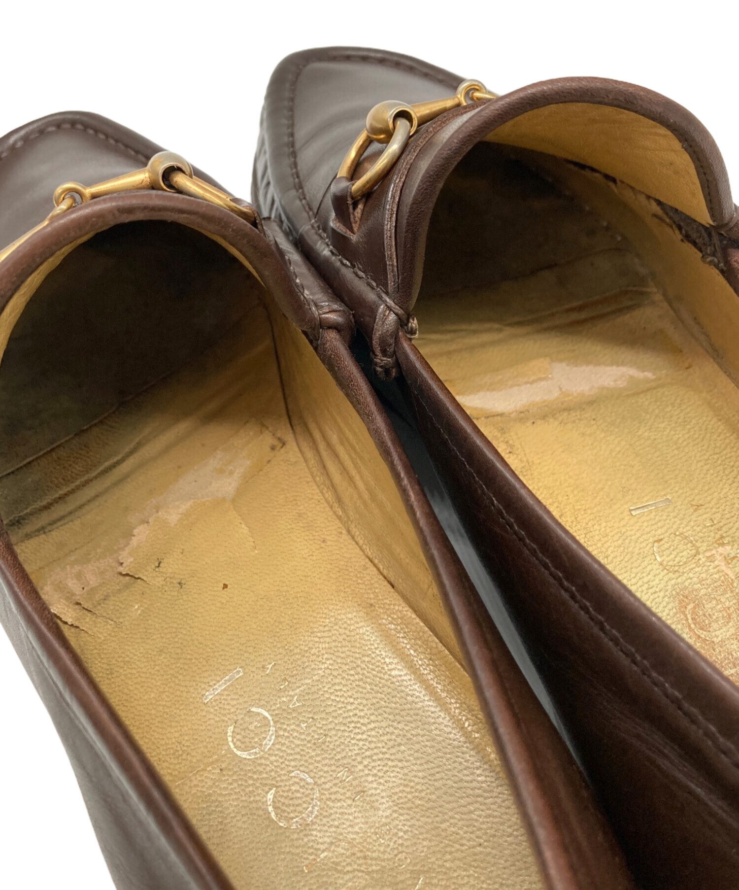 中古・古着通販】GUCCI (グッチ) ホースビットローファー ブラウン 