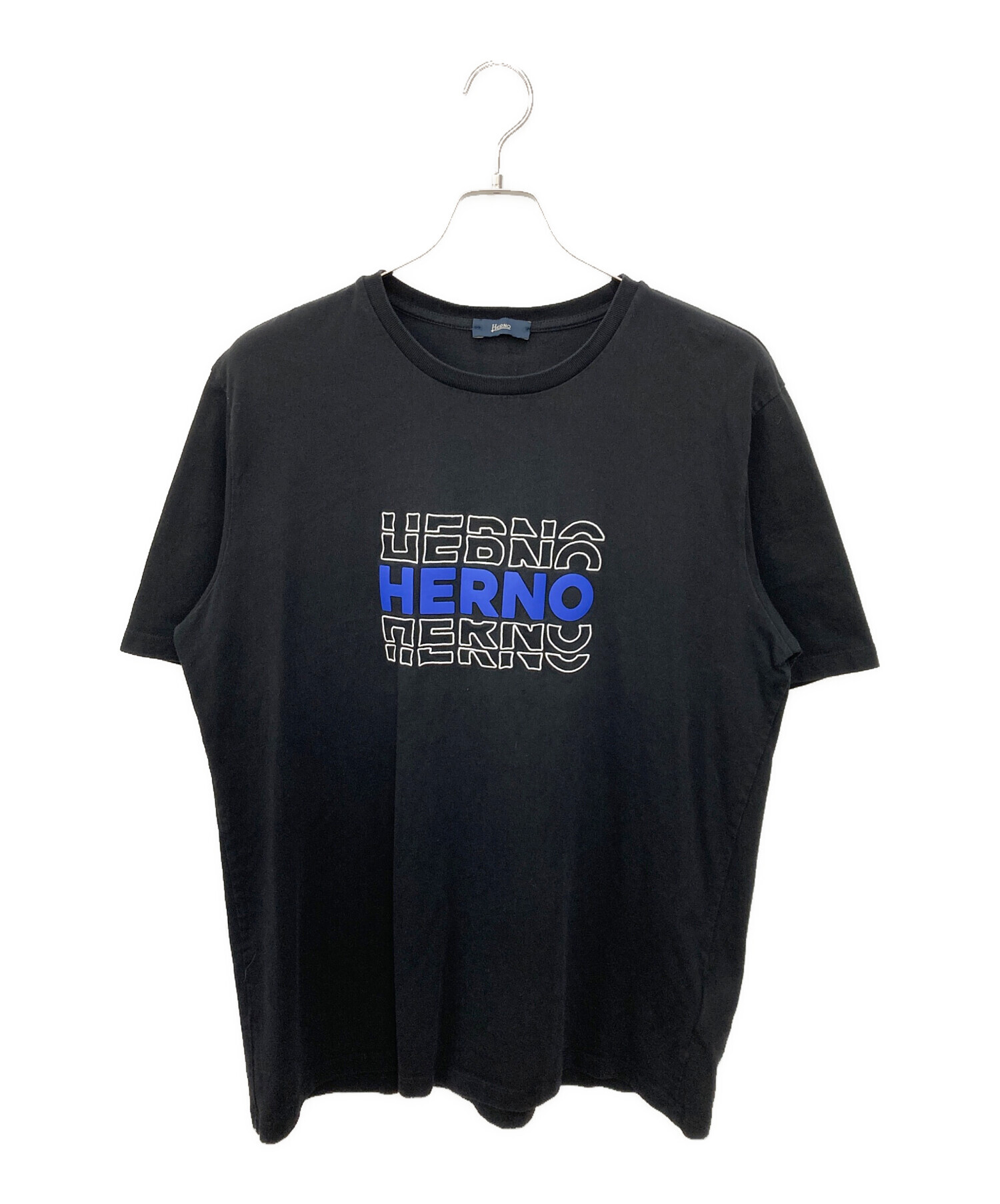 中古・古着通販】HERNO (ヘルノ) クルーネックロゴTシャツ ブラック