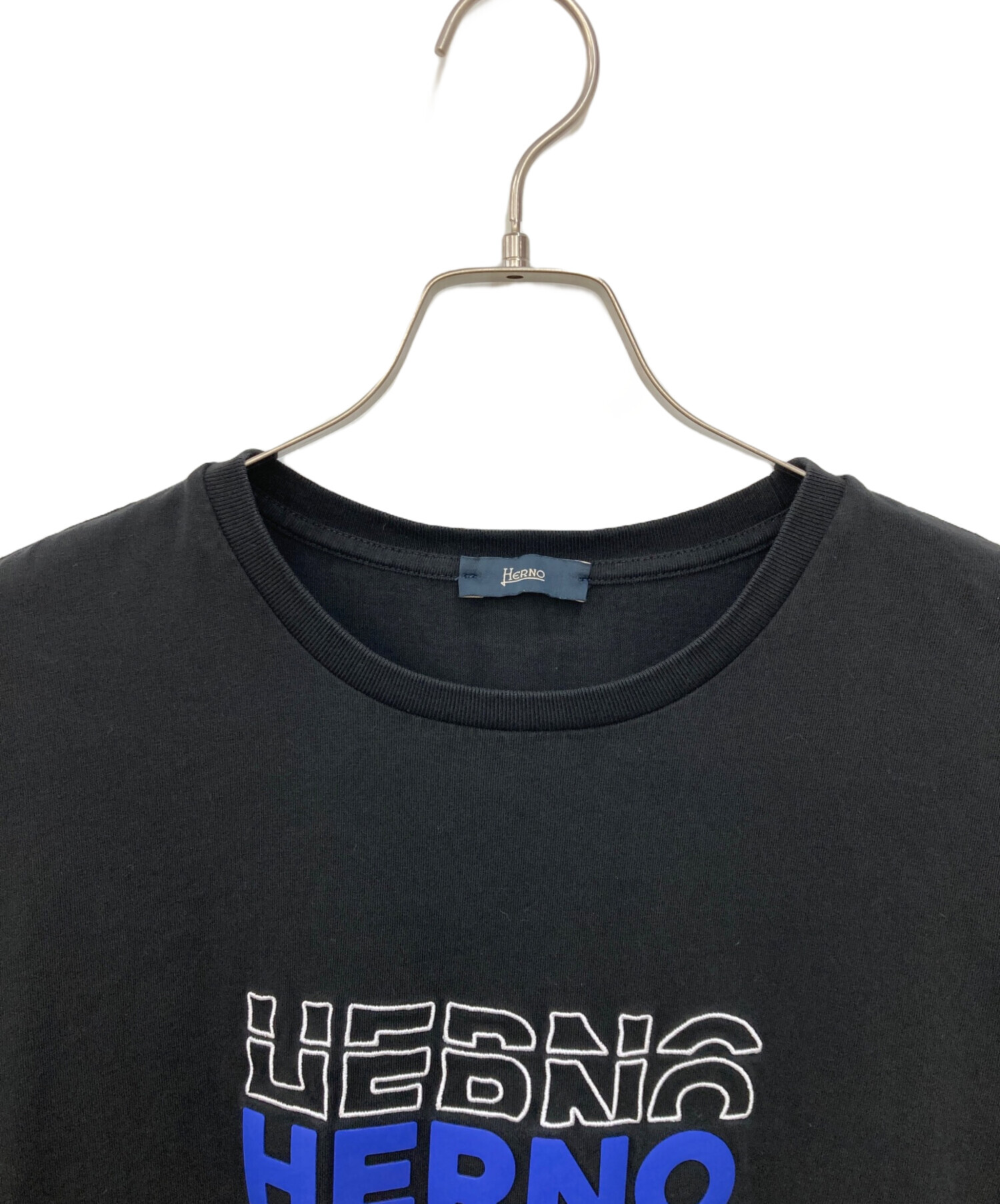 中古・古着通販】HERNO (ヘルノ) クルーネックロゴTシャツ ブラック