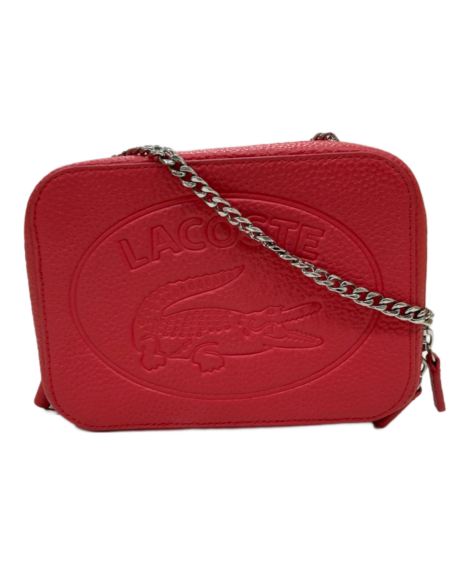 中古・古着通販】LACOSTE (ラコステ) ボックスショルダーバッグ レッド