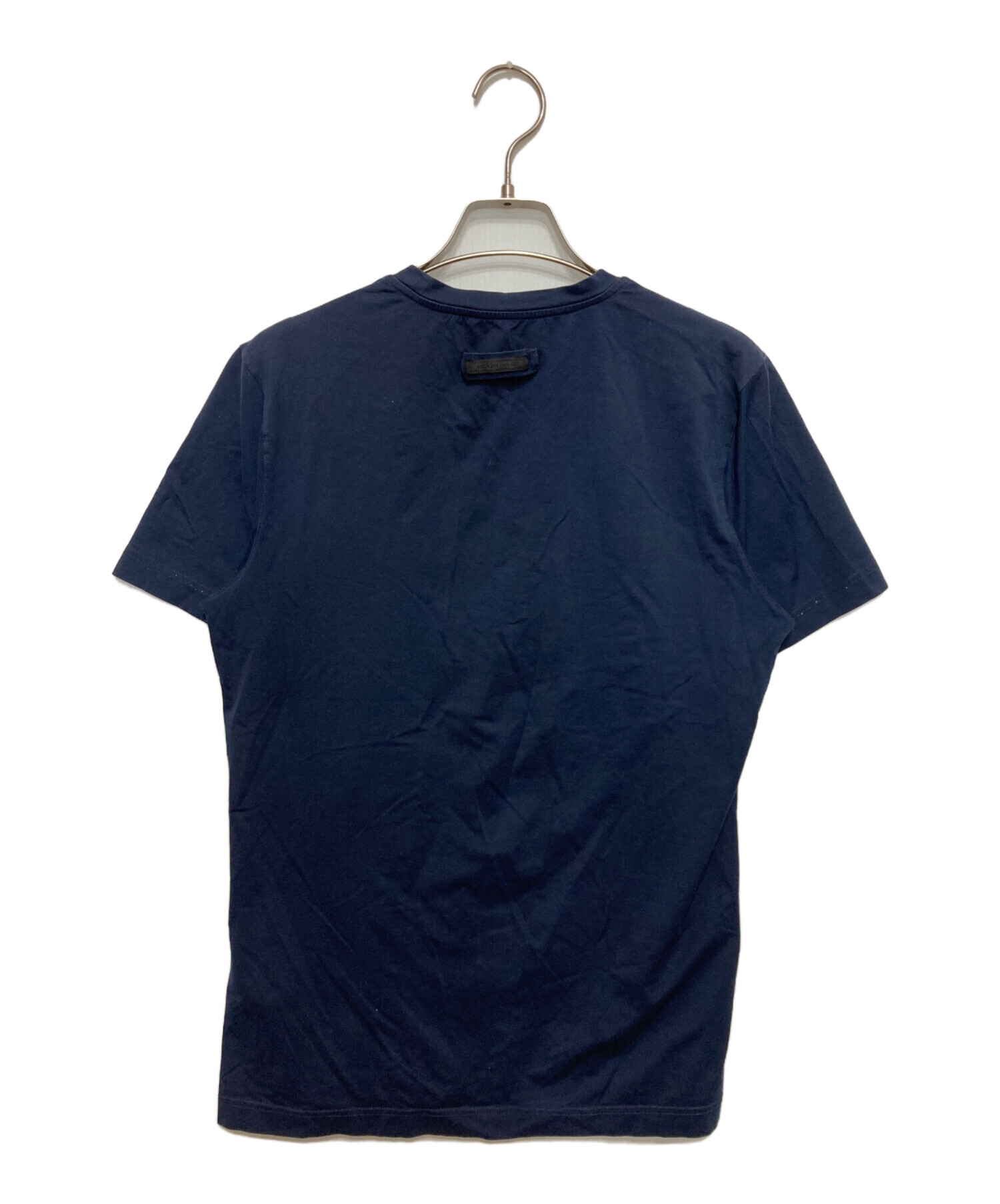 免税 店 価格 PRADAネイビー クルーネック Tシャツ 【公式通販】