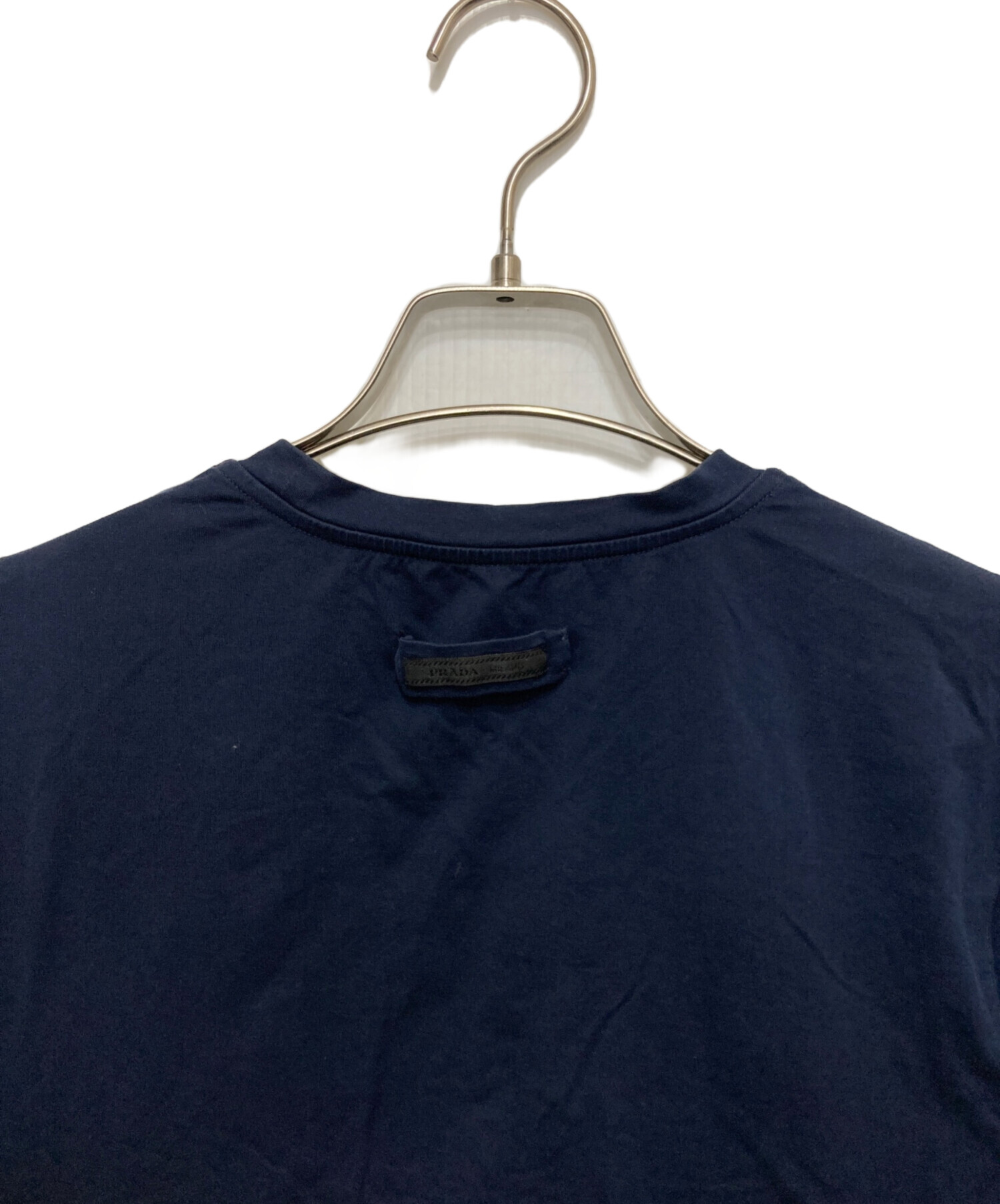 免税 店 価格 PRADAネイビー クルーネック Tシャツ 【公式通販】