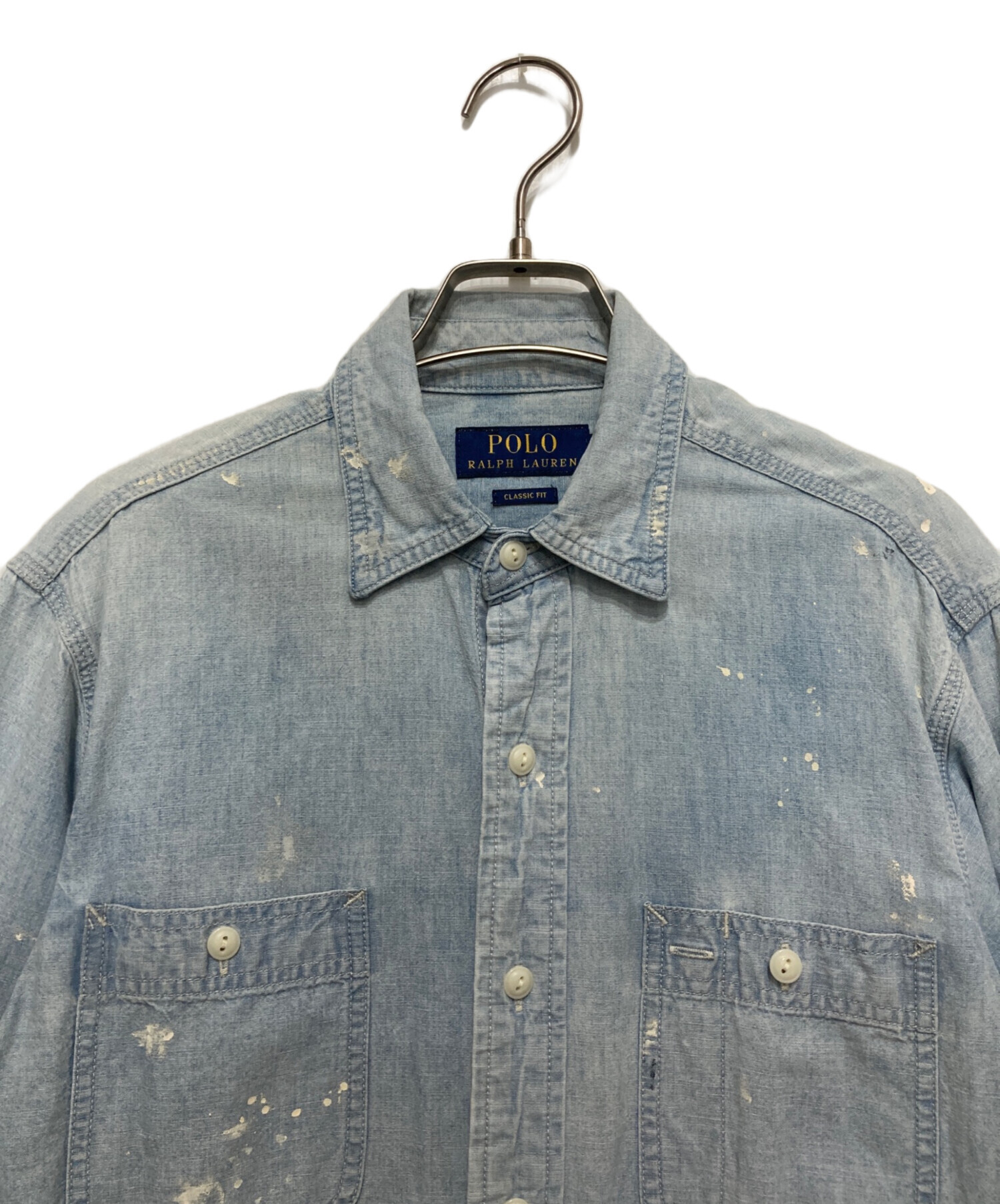 新品POLO ラルフローレン ヴィンテージ加工 デニムシャツ 中古・古着通販】POLO RALPH LAUREN (ポロ・ラルフローレン) ペイント