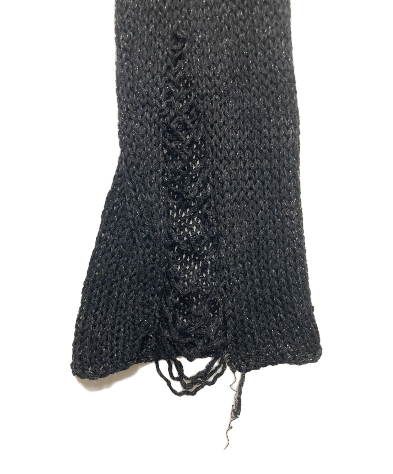中古・古着通販】AMERI (アメリ) SHINY LOOSE KNIT SHORT TOP ブラック