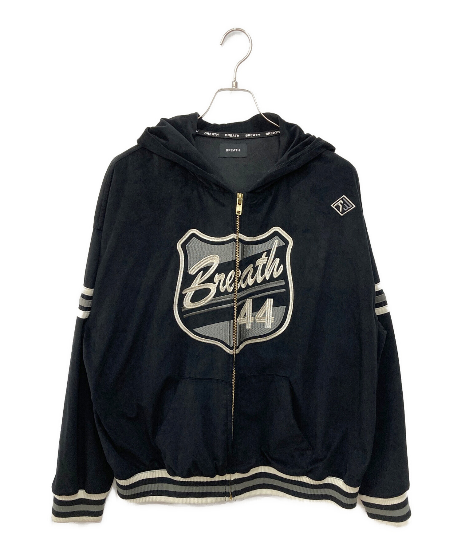 中古・古着通販】BREATH (ブレス) VELOUR ZIP UP HOODIE ブラック 