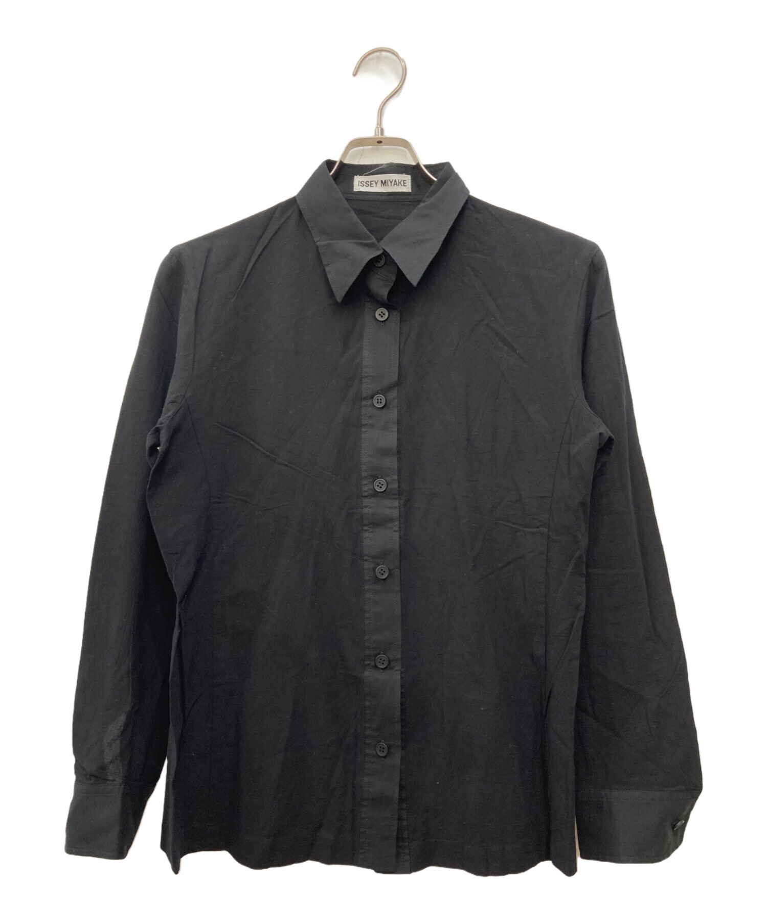 ミヤケイッセイのブラック長袖シャツ イッセイミヤケISSEI MIYAKE 長袖シャツ 中古・古着通販】ISSEY MIYAKE