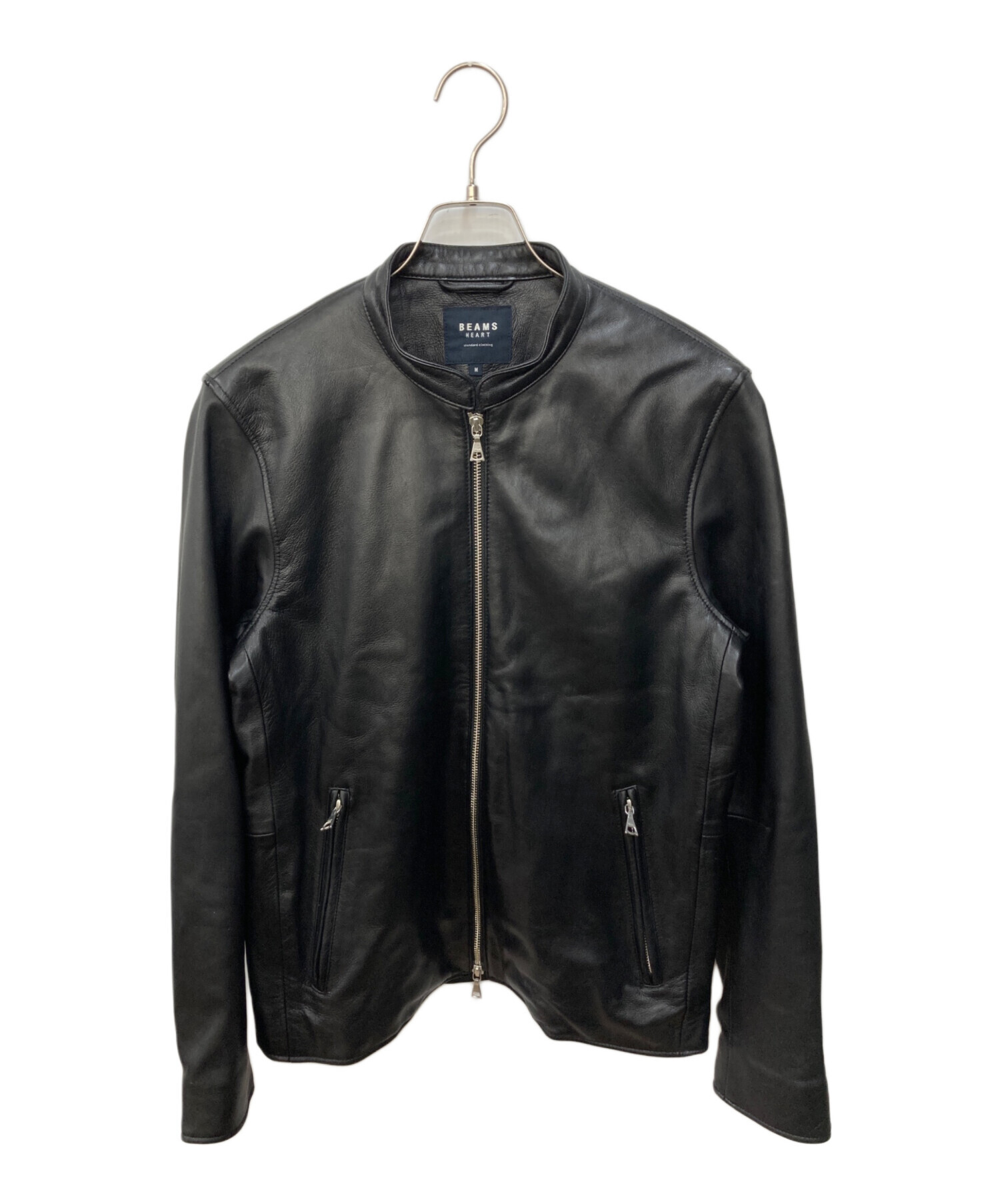 BEAMS HEART ブラック フェイクレザー ブルゾン BEAMS HEART ブルゾン アウター クラシック フェイクレザー