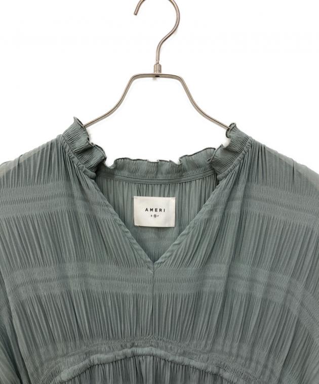 中古・古着通販】AMERI (アメリ) SHIRRING PLEATS DRESS グリーン 