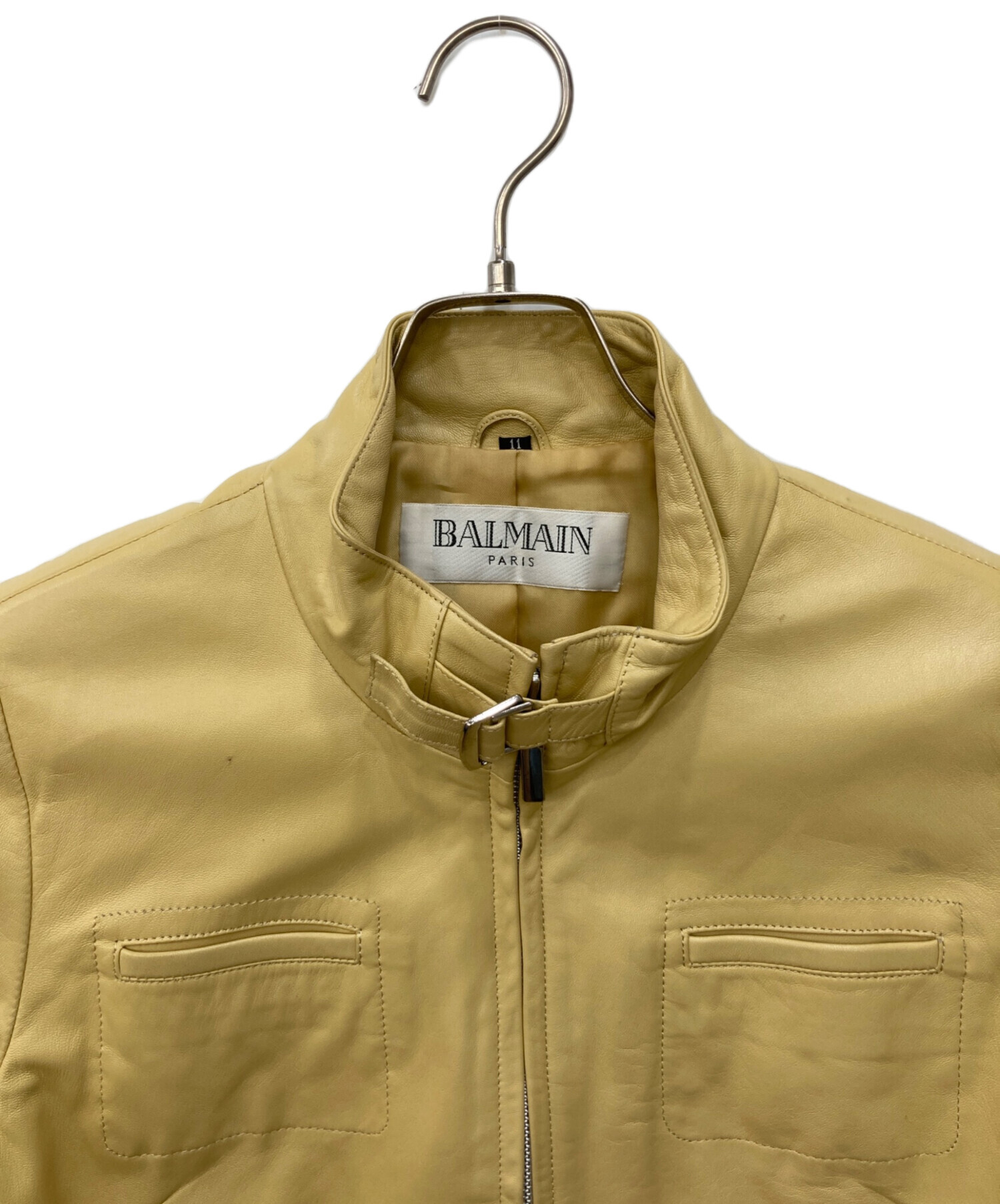 中古・古着通販】BALMAIN (バルマン) ラムレザージャケット ベージュ