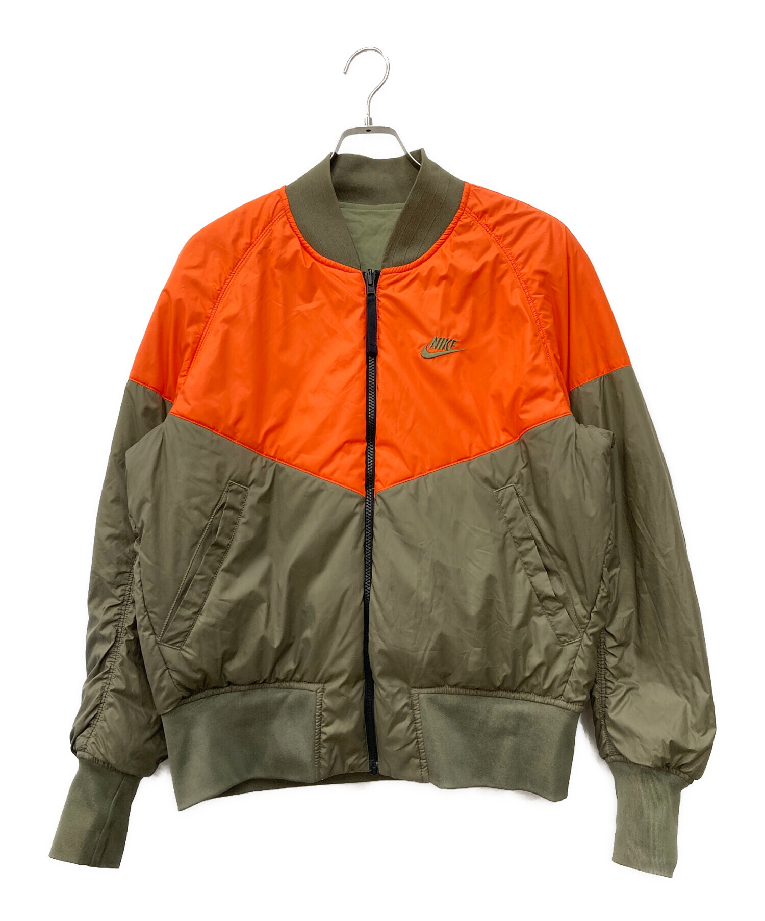 【美品】NIKE ナイキ AF1リバーシブル MA-1 ウーブンジャケット 中綿 中古・古着通販】NIKE (ナイキ) Reversible AF1 Woven JKT MA-1 カーキ