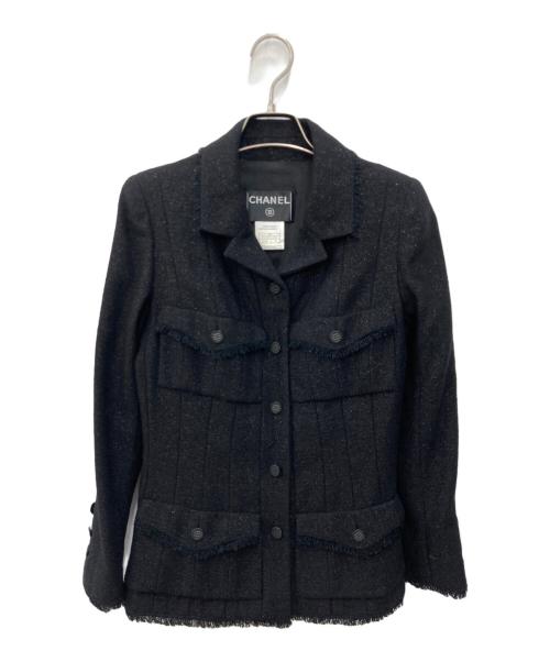 ⭐︎CHANEL ツイードジャケット サイズ34 中古・古着通販】CHANEL (シャネル) ラメツイードジャケット ブラック