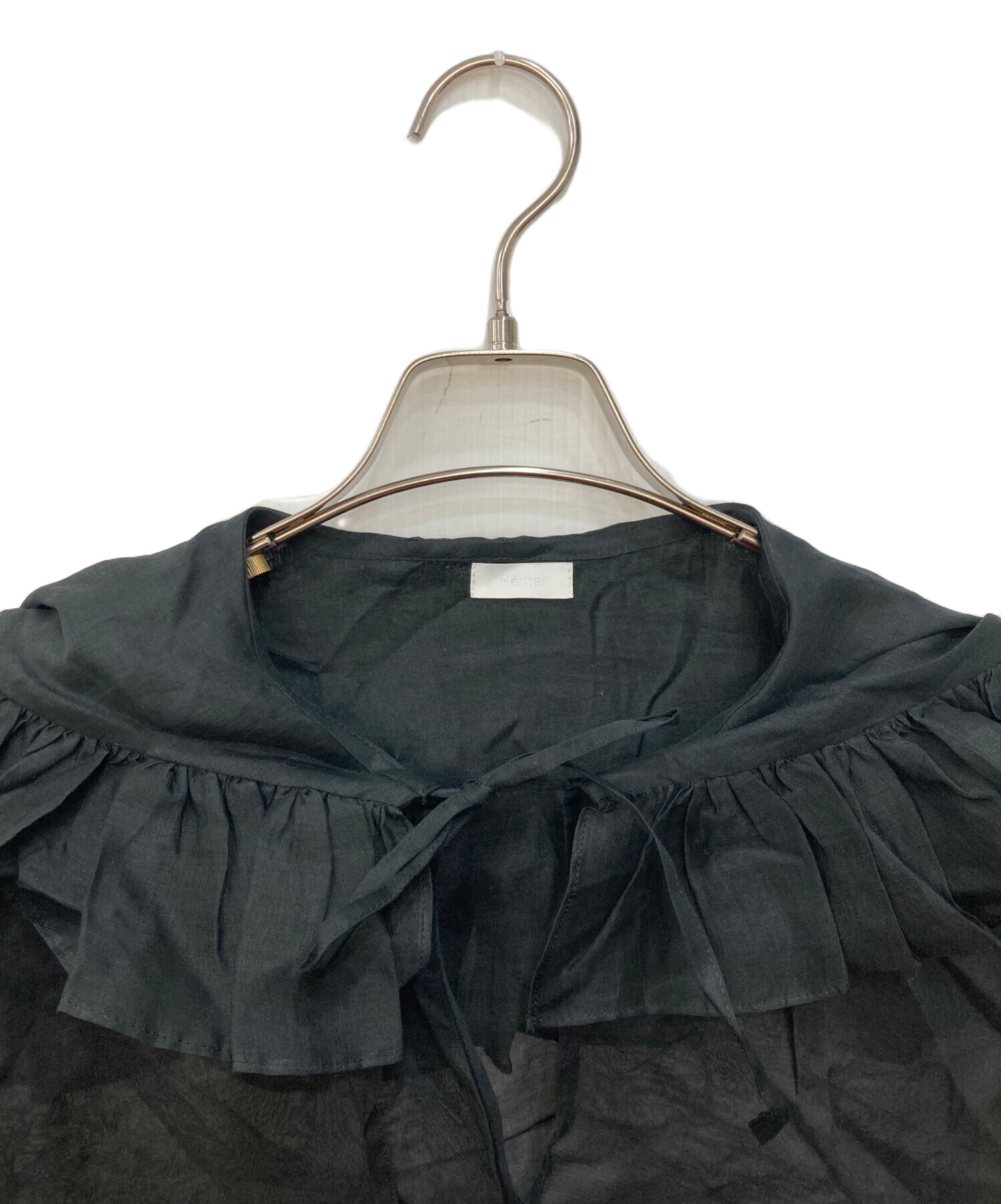 中古・古着通販】Heriter (エリテ) フリルカラーブラウス ブラック