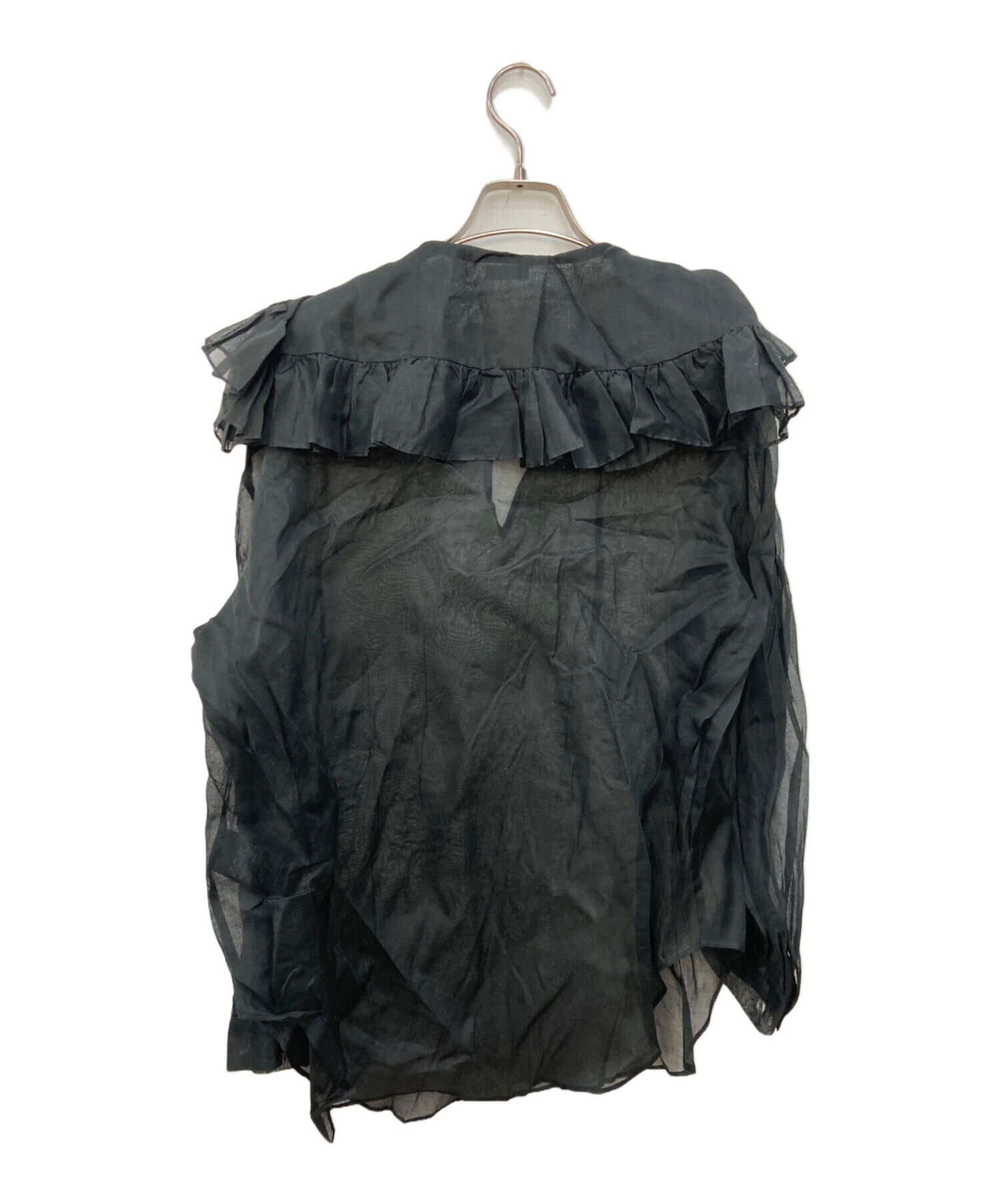 中古・古着通販】Heriter (エリテ) フリルカラーブラウス ブラック