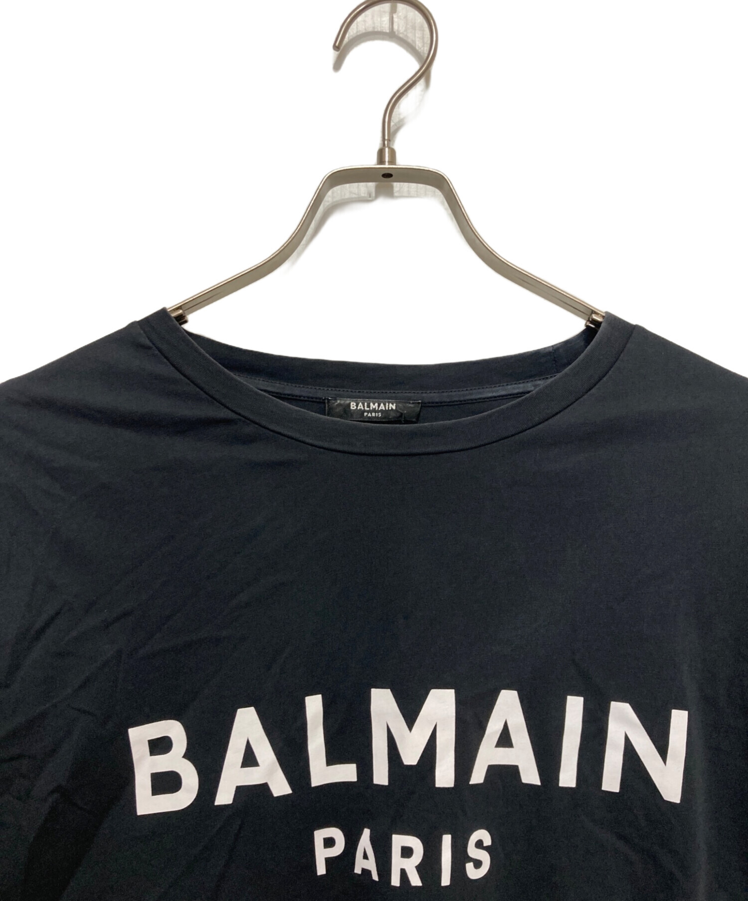 中古・古着通販】BALMAIN (バルマン) プリントTシャツ ブラック サイズ
