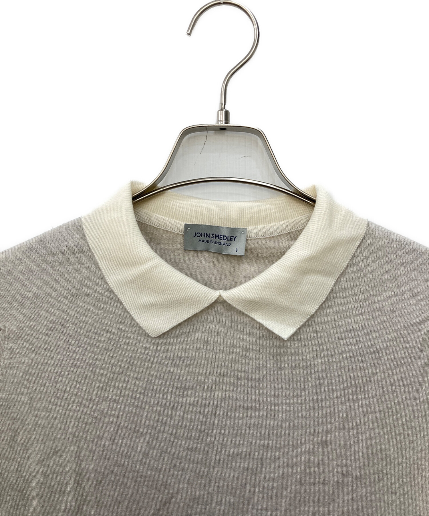 JOHN SMEDLEY ニットポロシャツ　ベージュ　Mサイズ　メリノウール 中古・古着通販】JOHN SMEDLEY (ジョンスメドレー) メリノウール