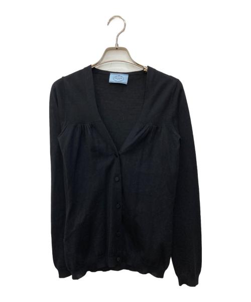 【極美品】PRADA プラダ ナイロン ウール切替 カーディガン 46 黒 PRADA（プラダ）カーディガン 黒 サイズ:46(M位) メンズ/2200363512075
