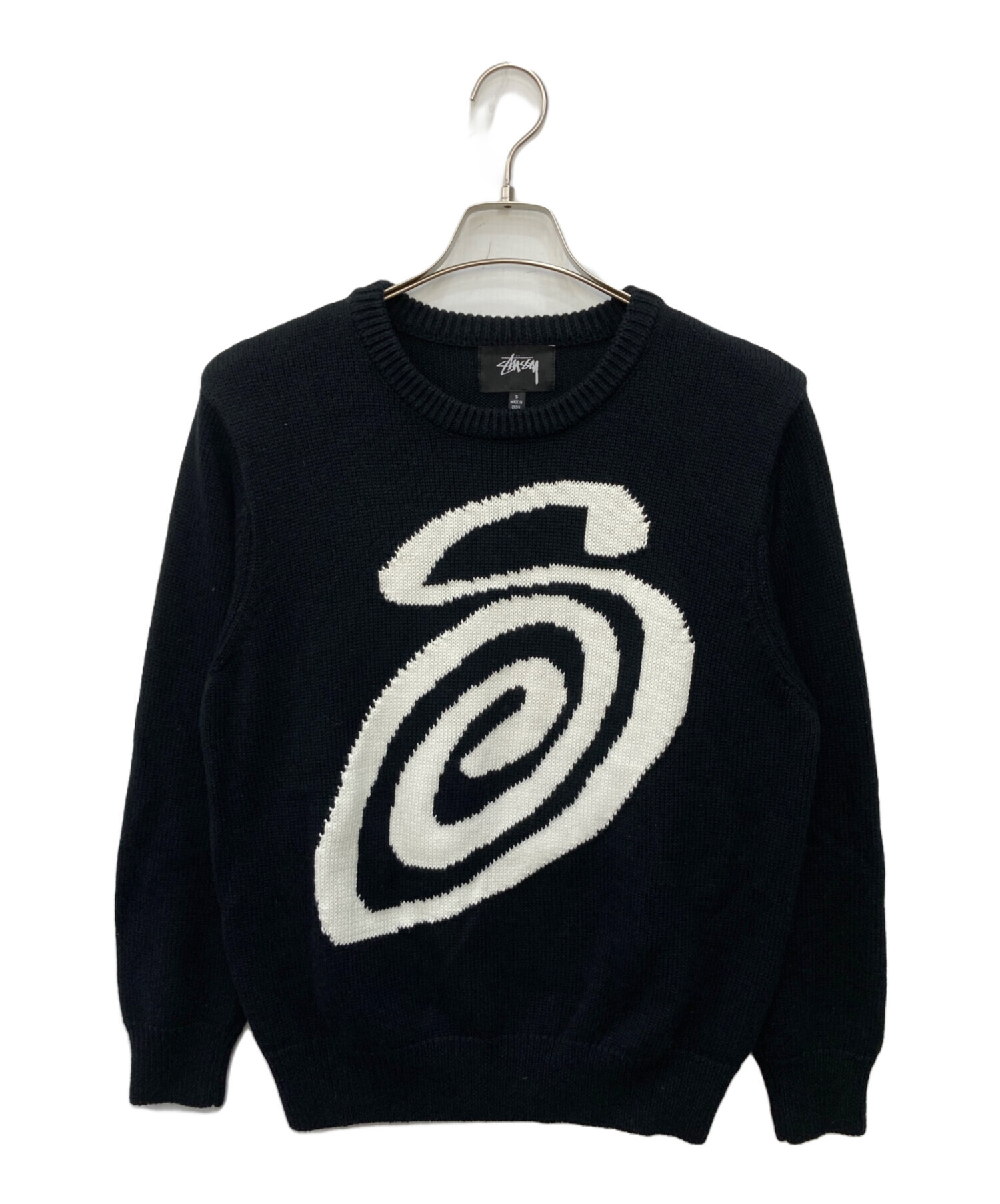 STUSSY Curly S Sweater サイズL 最終値下げ 中古・古着通販】stussy (ステューシー) Curly S Sweater ブラック