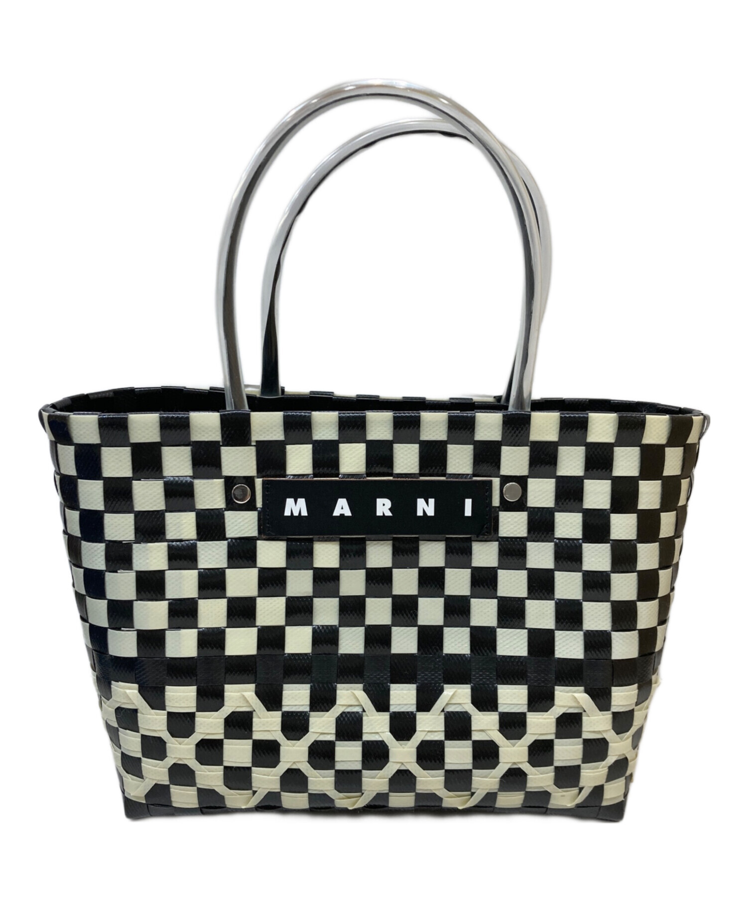 中古・古着通販】MARNI (マルニ) MARKET OVAL BAG ブラック×ホワイト
