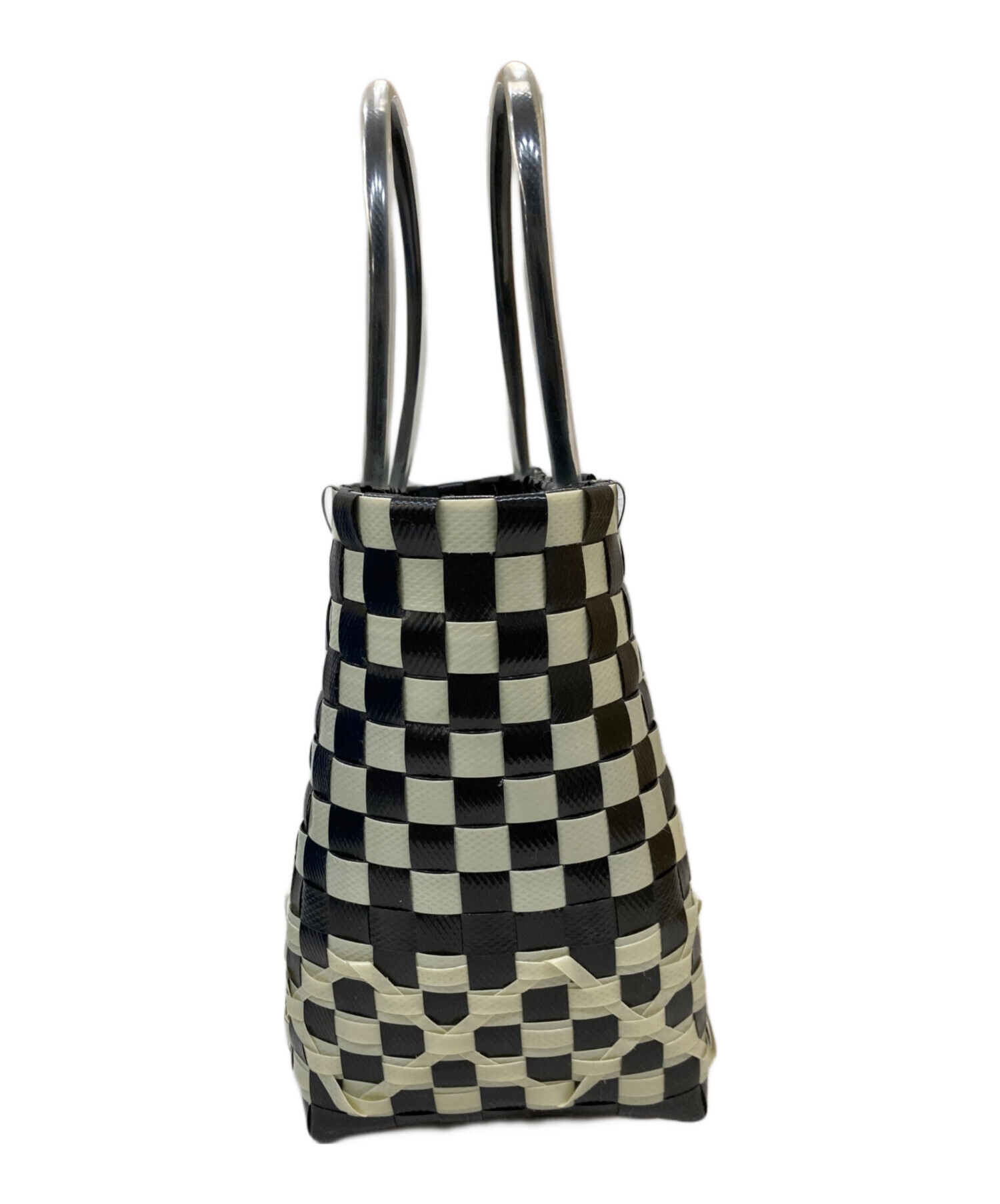 MARNI マルニ マーケット OVAL BAG かごバッグ ハンドバッグ 中古・古着通販】MARNI (マルニ) MARKET OVAL BAG ブラック×ホワイト