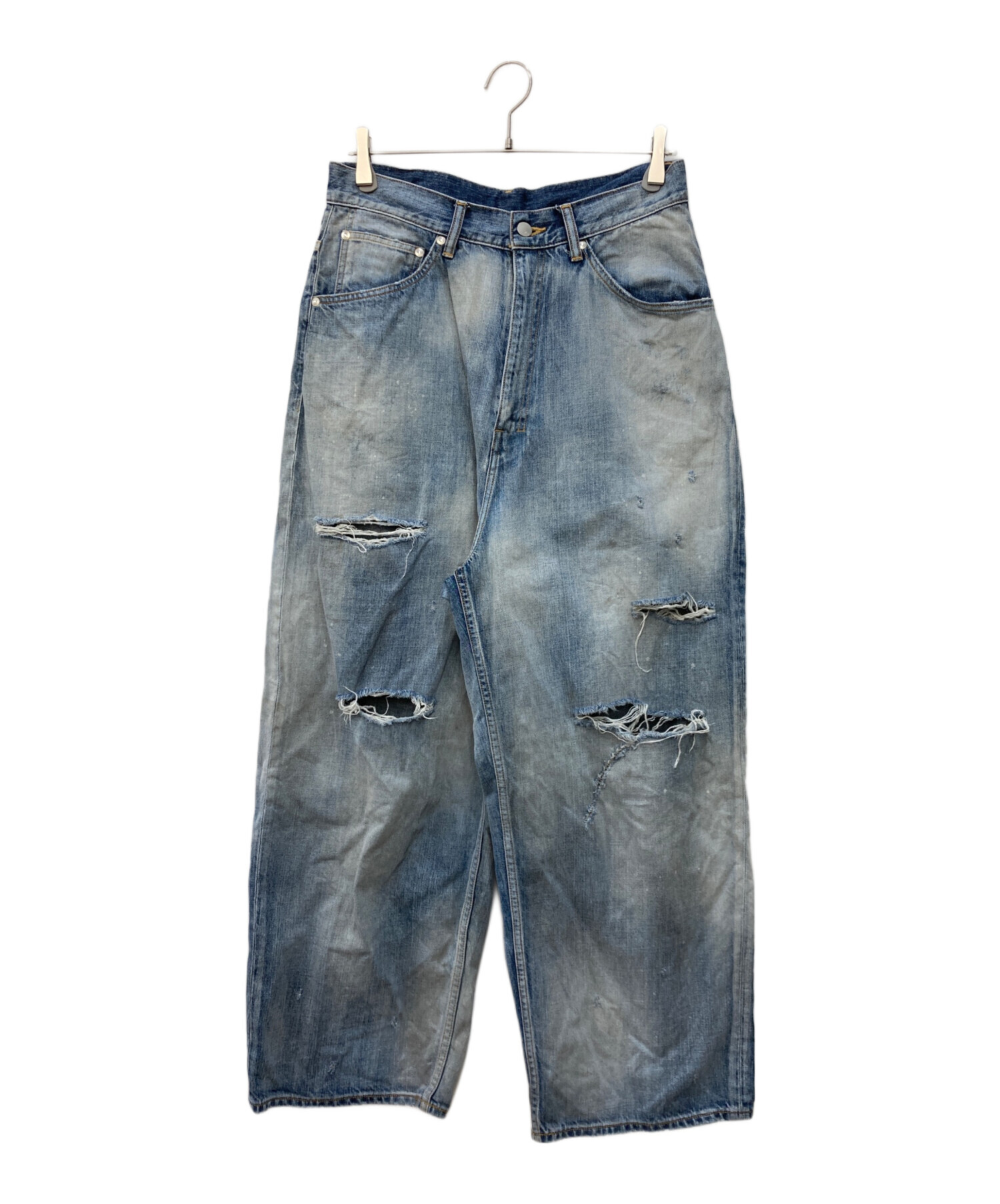 中古・古着通販】ANCELLM (アンセルム) DAMAGE WIDE 5P DENIM PANTS