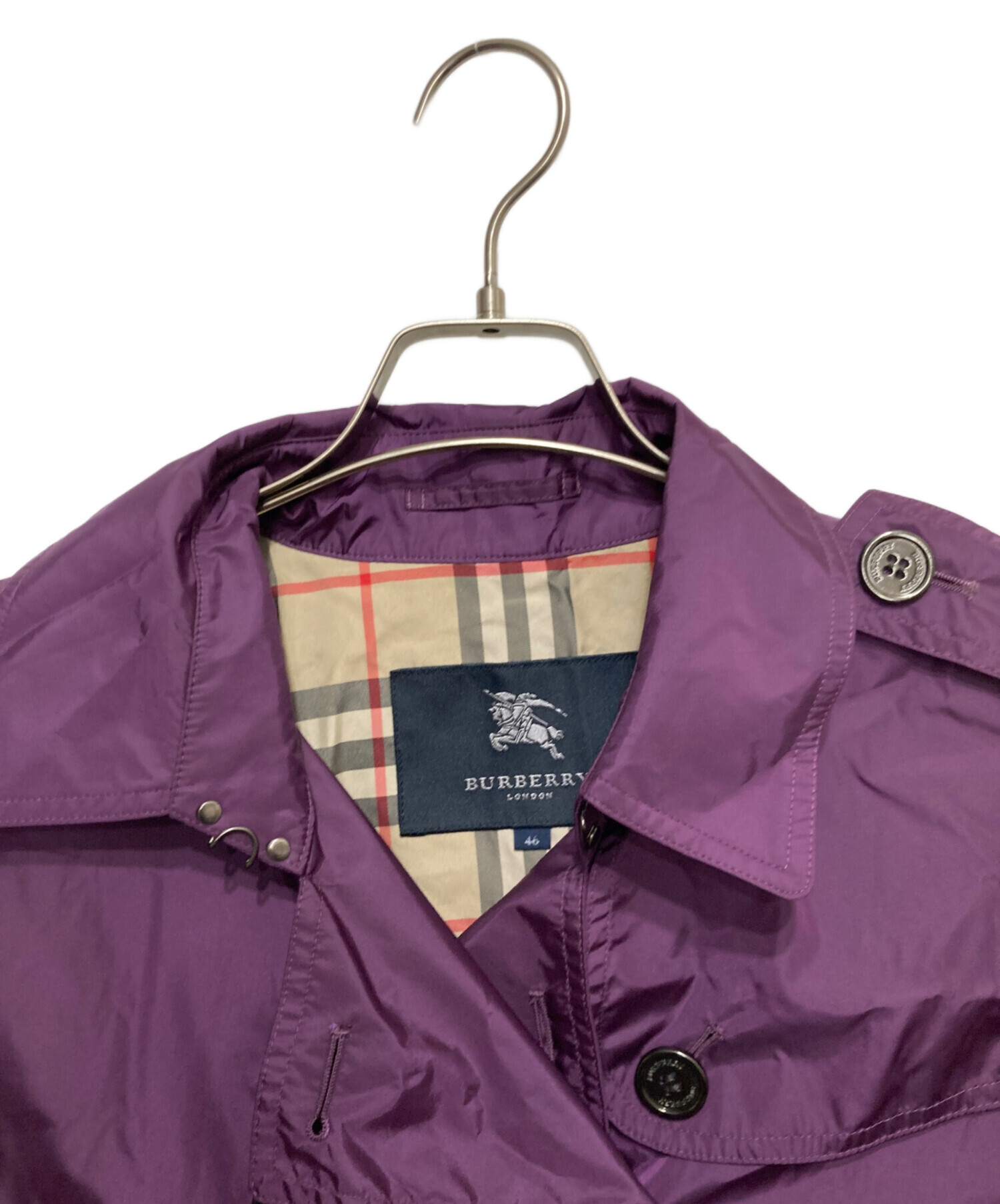 バーバリーロンドン　ノバチェック　ベルト　トレンチコート　パープル 中古・古着通販】BURBERRY LONDON (バーバリーロンドン) ノヴァ