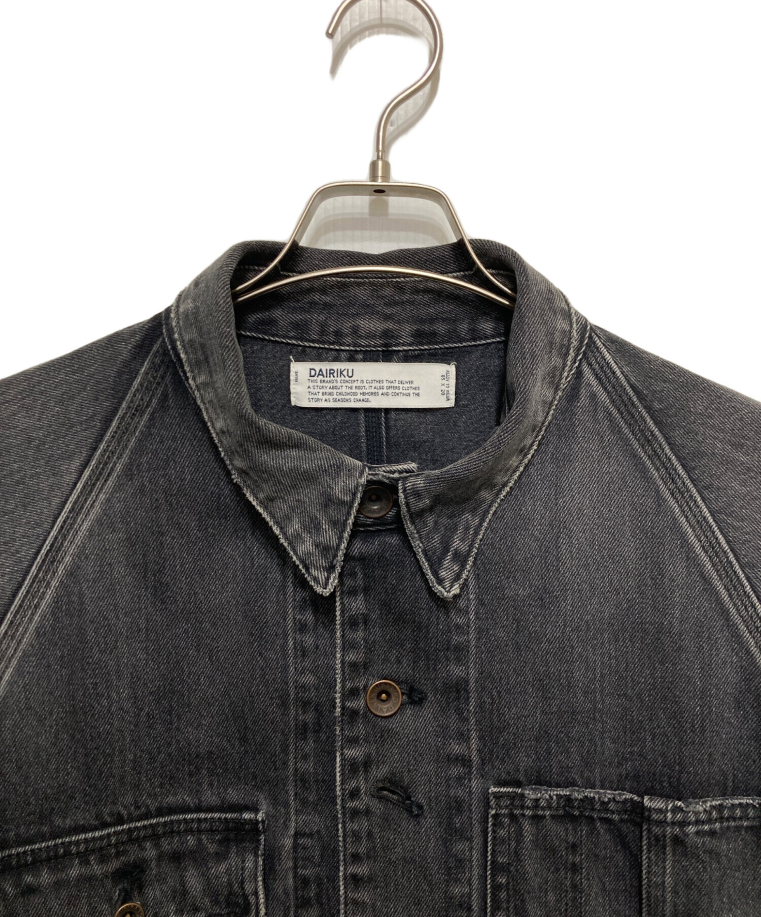 DAIRIKU 22SS Denim Cover All Lサイズ ブラック 中古・古着通販】DAIRIKU (ダイリク) Vintage Wash Denim Cover All