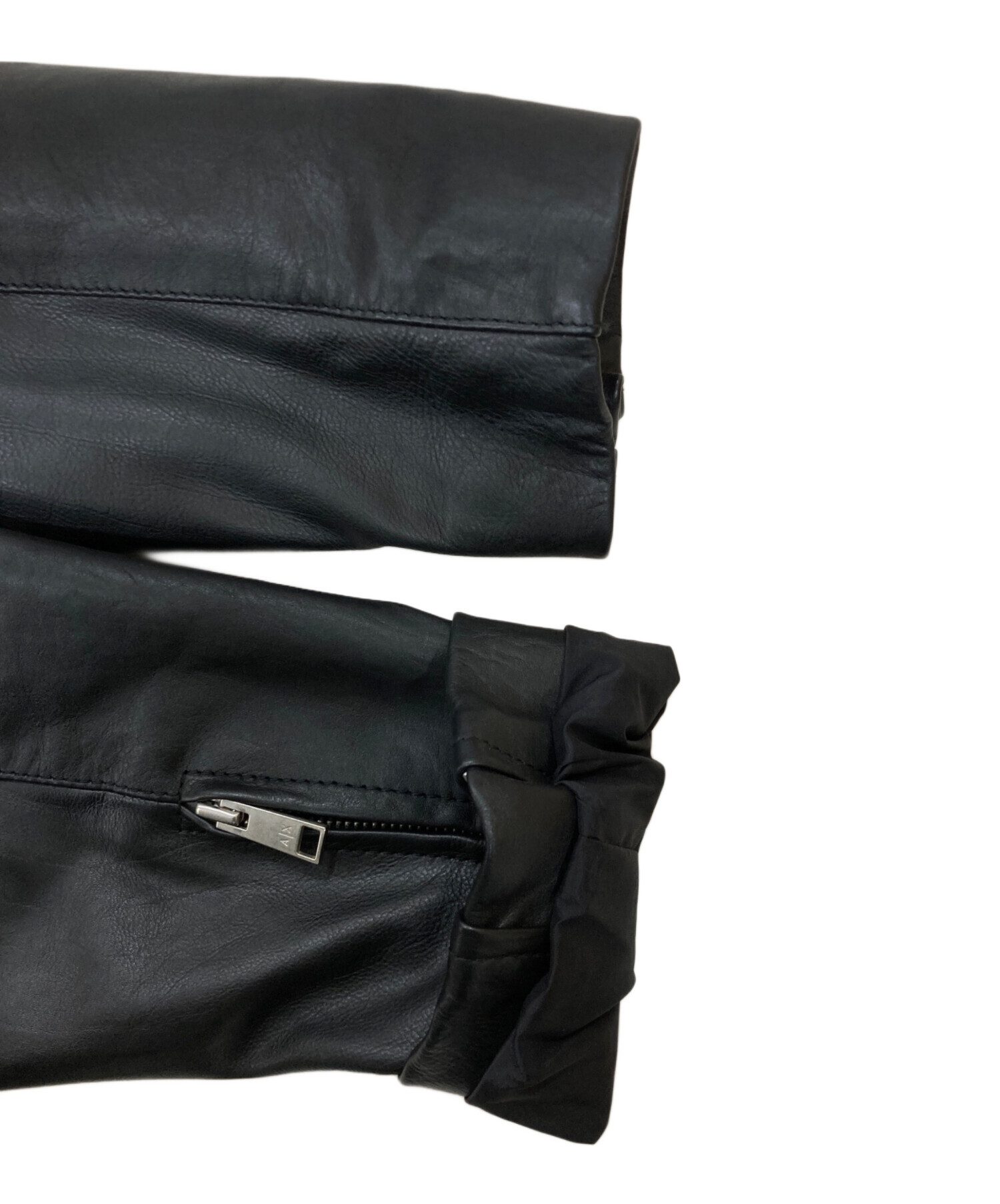 ARMANI EXCHANGE アルマーニ　ブラック　L レザージャケット 中古・古着通販】ARMANI EXCHANGE (アルマーニ エクスチェンジ) ジップ