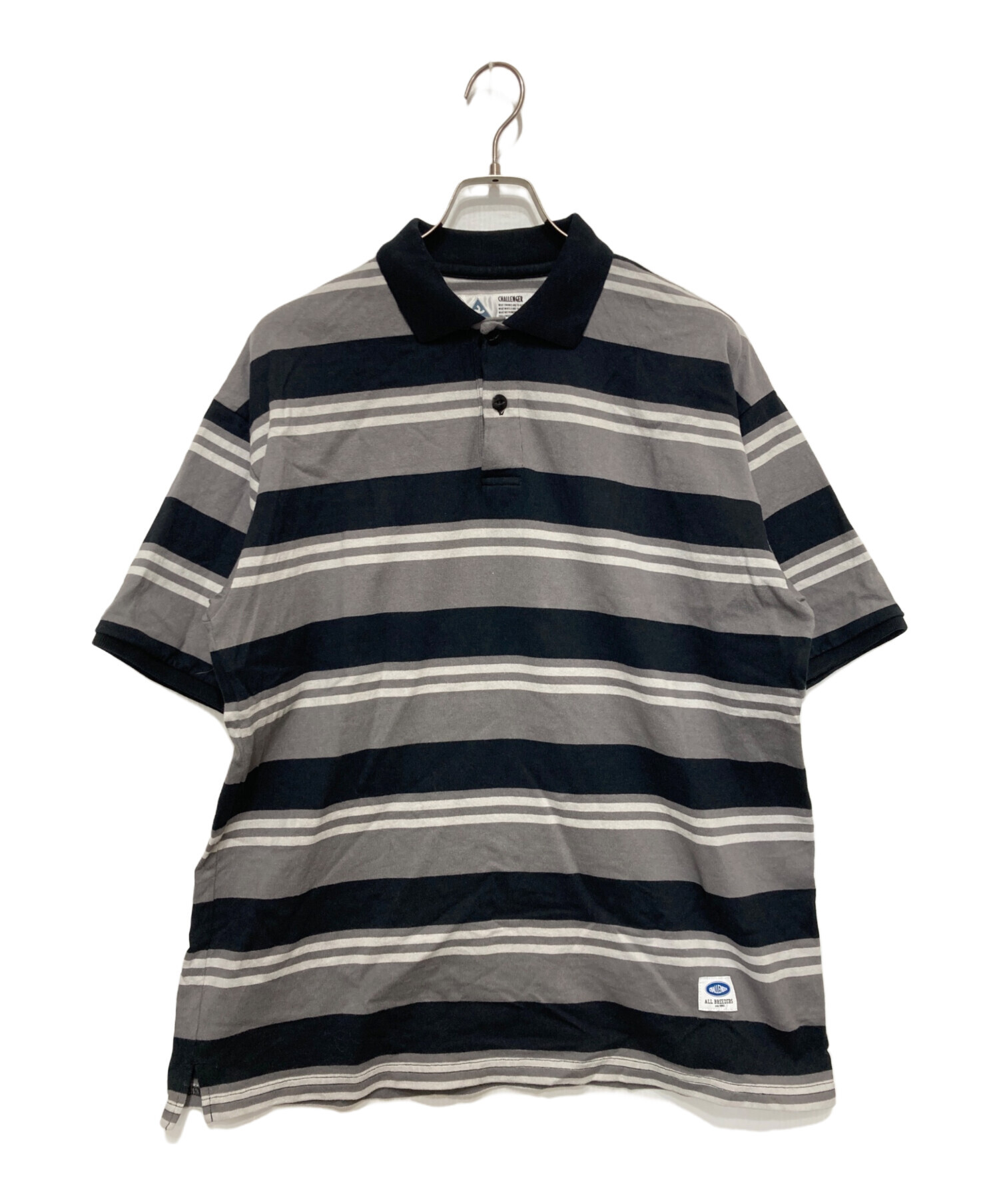 中古・古着通販】CHALLENGER (チャレンジャー) S/S BORDER POLO グレー 
