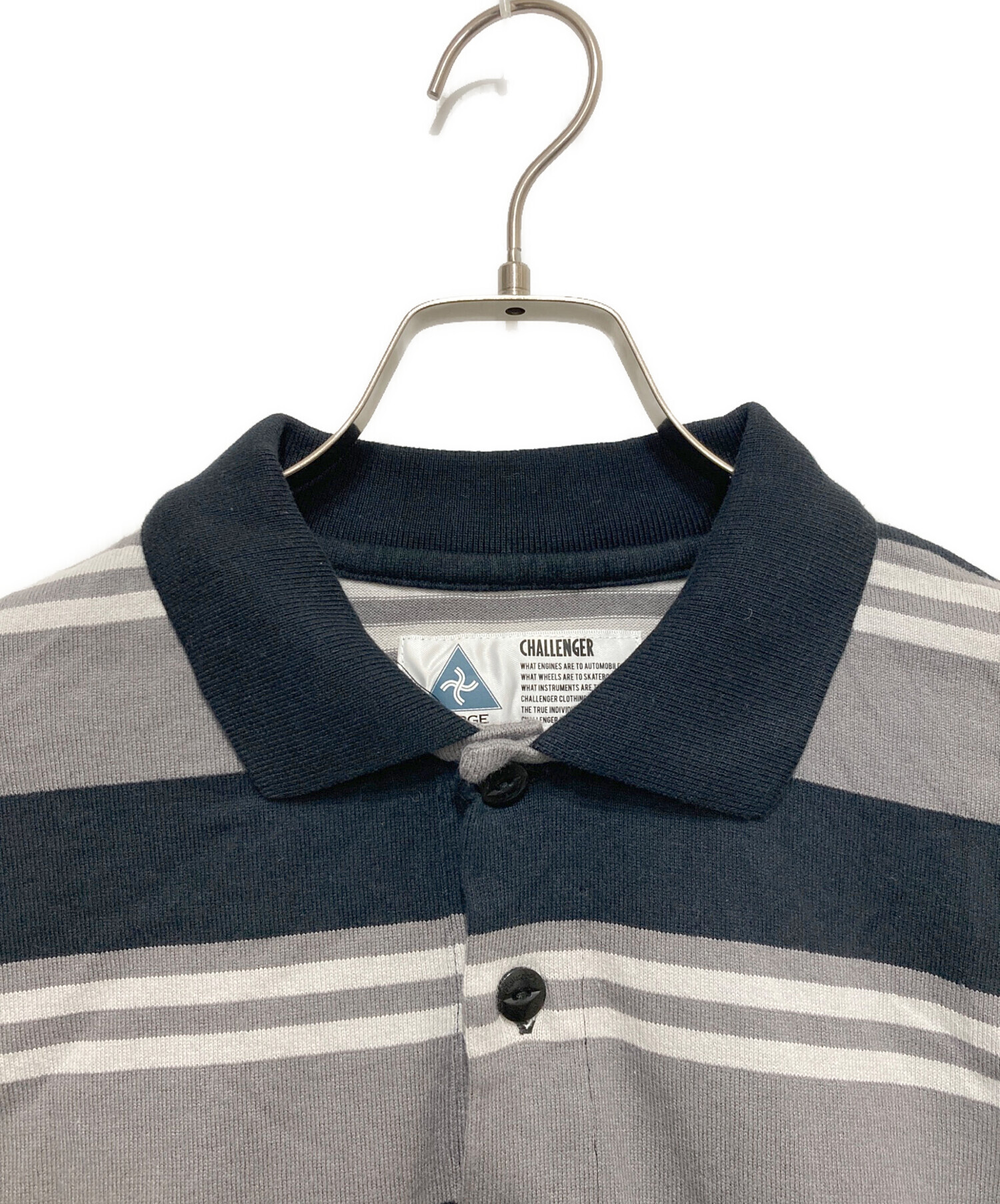 中古・古着通販】CHALLENGER (チャレンジャー) S/S BORDER POLO グレー 
