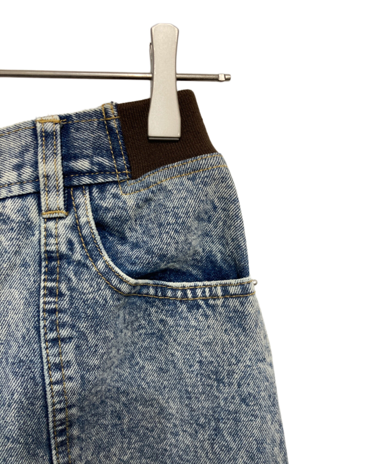 中古・古着通販】AMERI (アメリ) RIB MIX DENIM SKIRT インディゴ