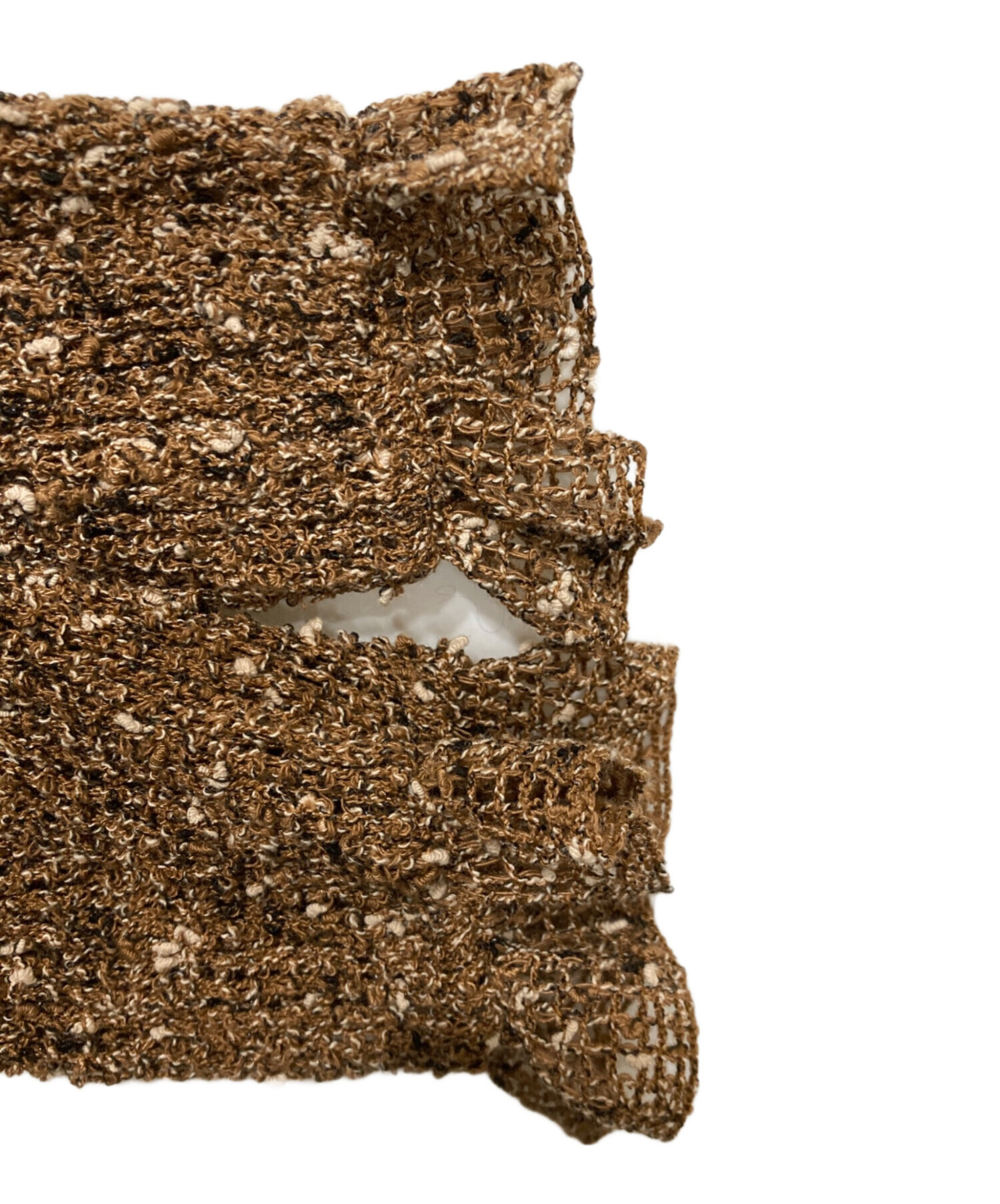 中古・古着通販】CLANE (クラネ) MIX MESH GATHER SHIRT ブラウン