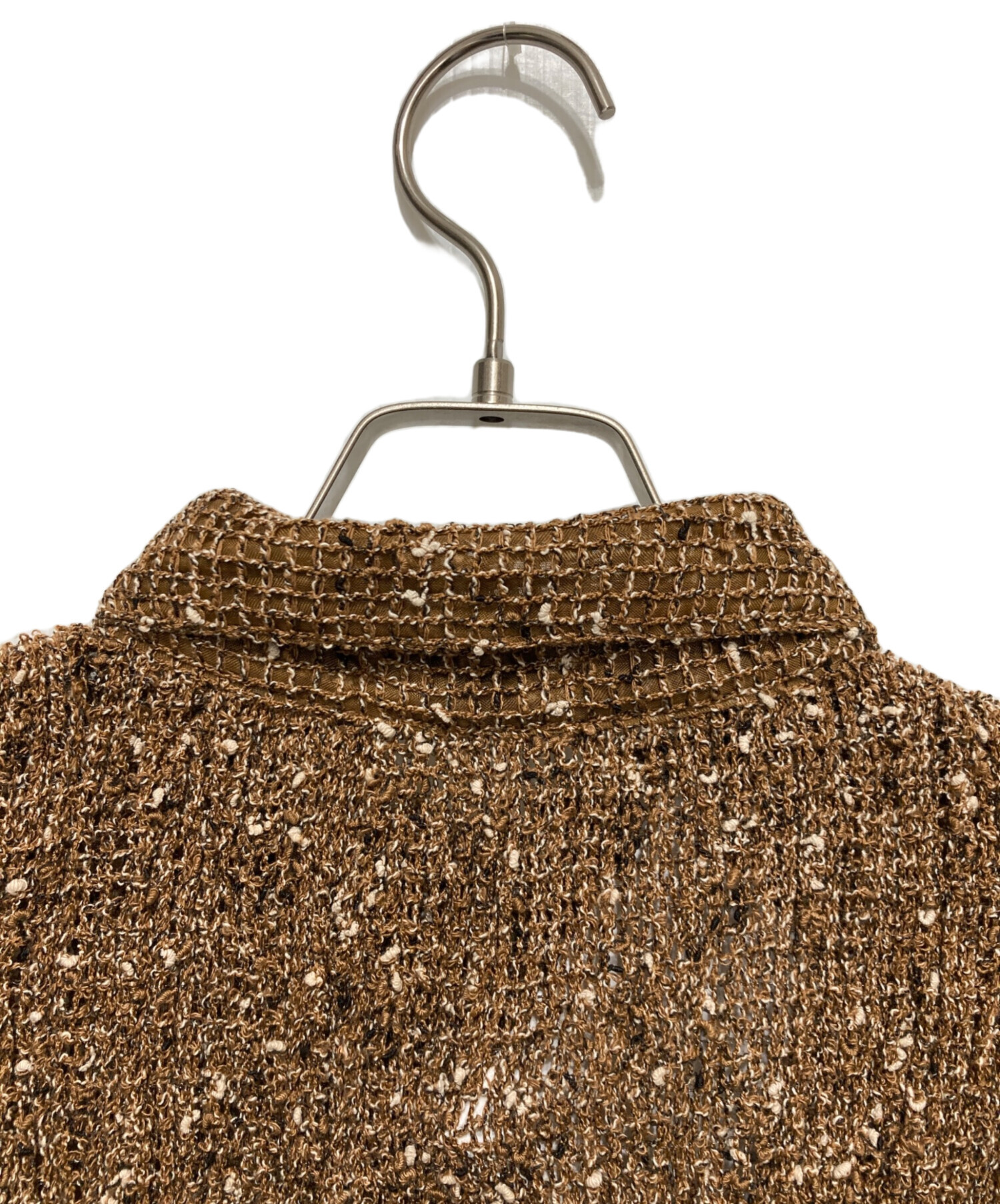 中古・古着通販】CLANE (クラネ) MIX MESH GATHER SHIRT ブラウン