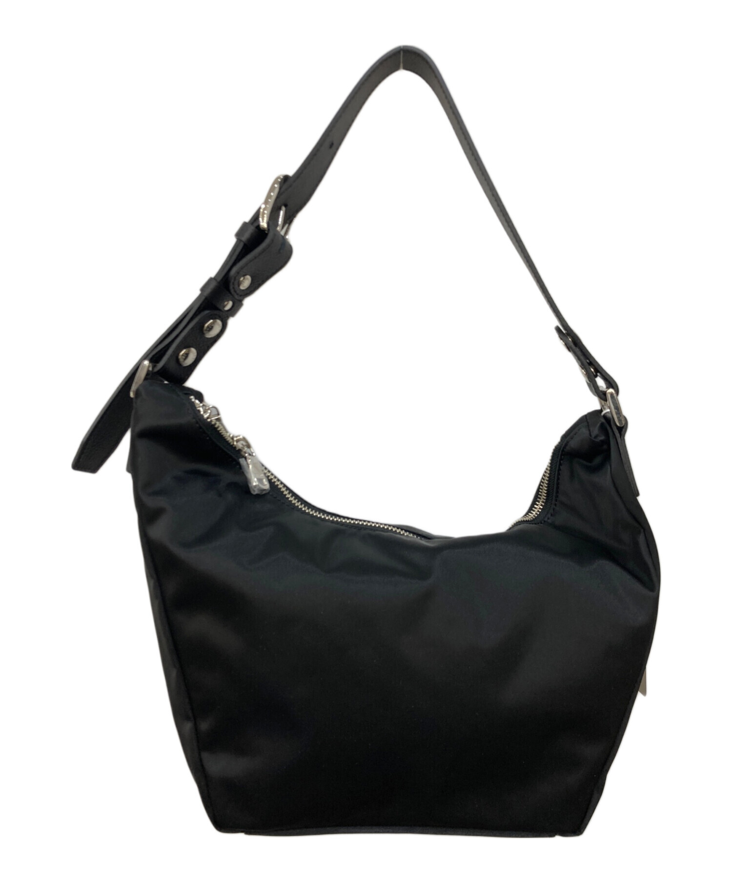 russet ラシット ショルダーバッグ 2WAY ナイロンxレザー  ブラック ネイビー/352261 ☆未使用 russet（ラシット） ショルダーバッグ 2WAY ナイロンxレザー ブラック