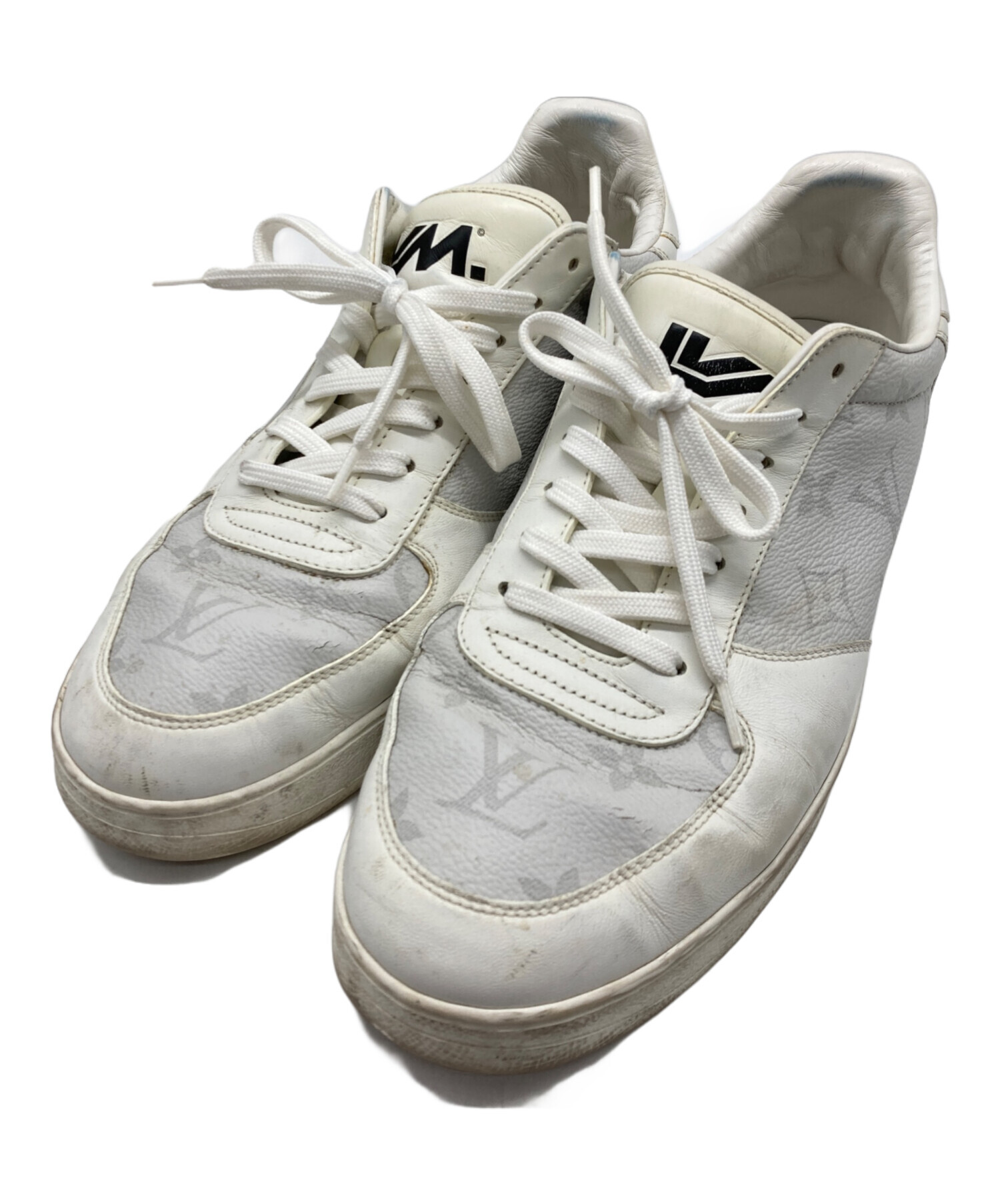 ルイ・ヴィトン LOUIS VUITTON モノグラム スニーカー 靴 ファブリック レディース ホワイト系 / グレー系 【中古】 中古・古着通販】LOUIS VUITTON (ルイ ヴィトン) コンビレザー